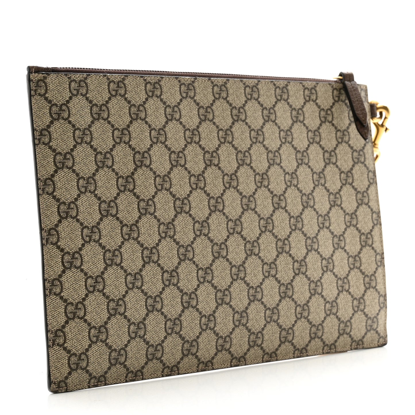GG Supreme Monogram Neo Vintage Zip Wristlet Pouch Beige New Acero Crop