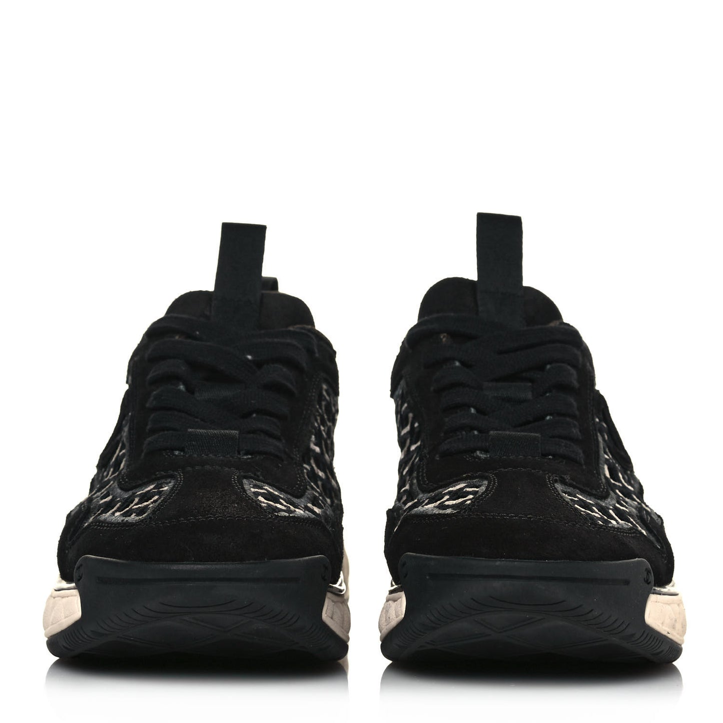 Suede Calfskin Embroidered CC Sneakers 36 Black