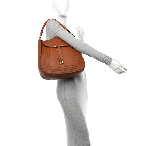 Calfskin Marcie Hobo Tote Tan