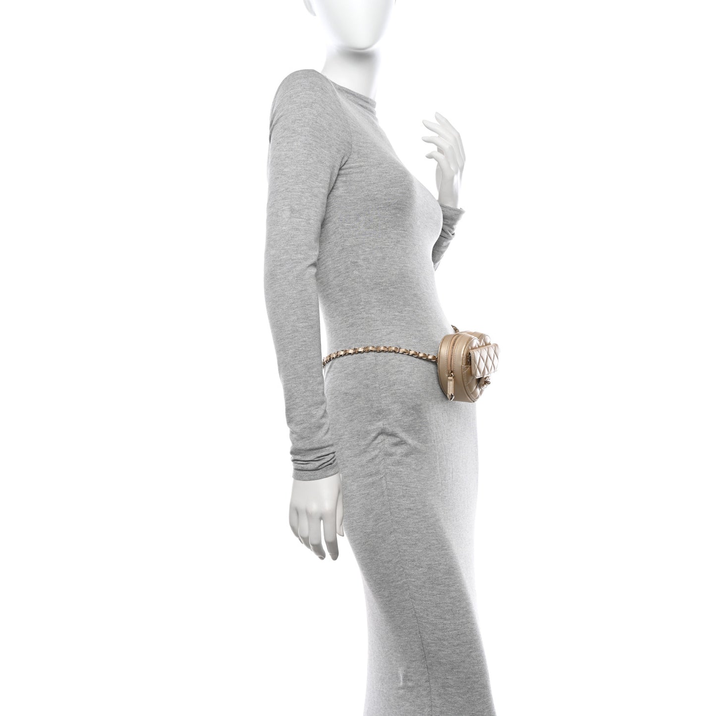 Metallic Lambskin Quilted CC In Love Heart Waist Belt Bag With Chain Gold