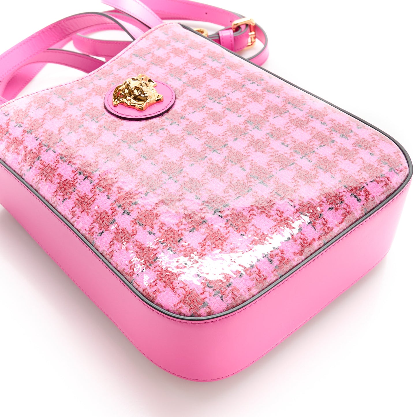 Calfskin Vinyl Mini Houndstooth La Medusa Tote Bag Pink Multicolor