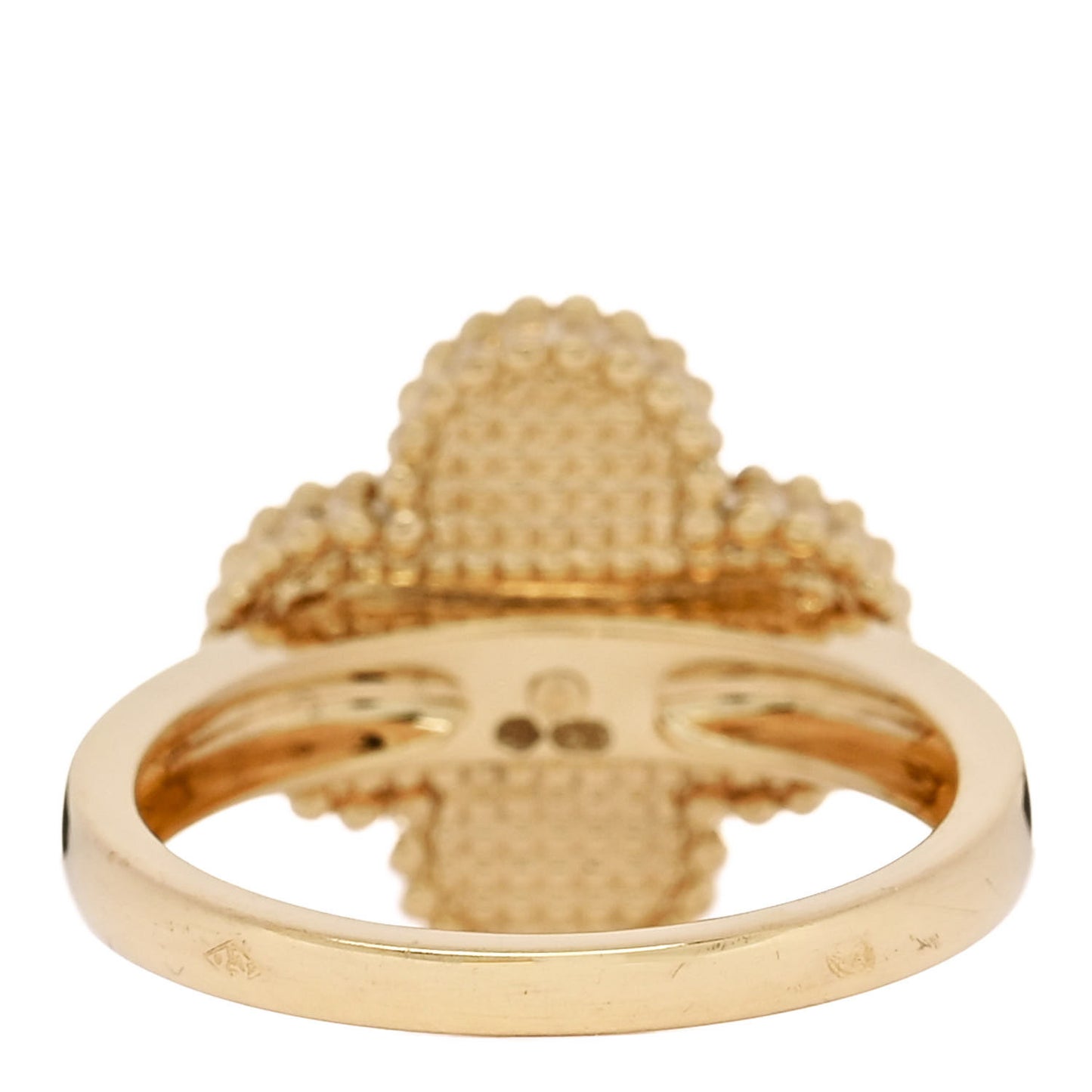 18K Yellow Gold Diamond Malachite Vintage Alhambra Ring 52 6