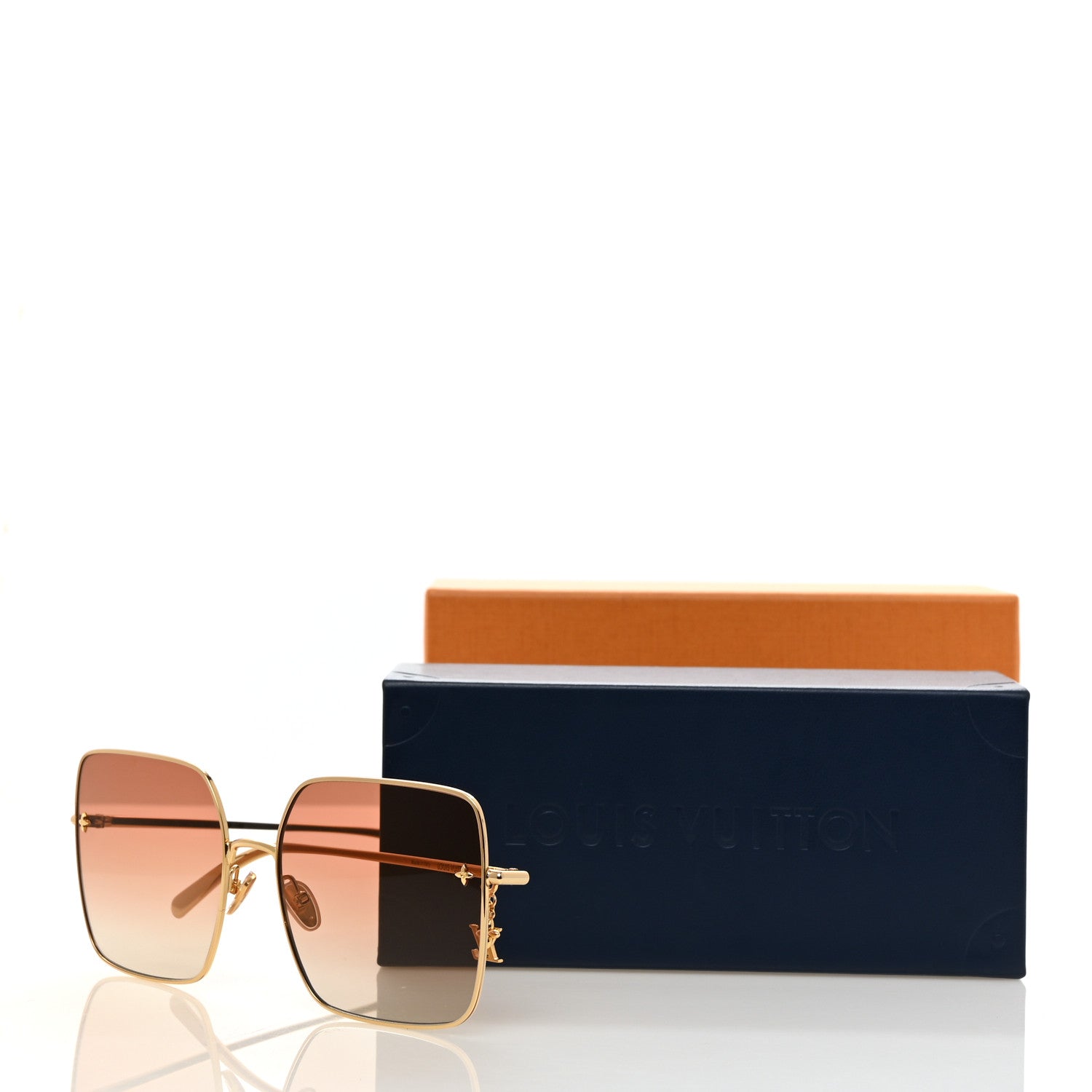 Louis Vuitton Metal LV Charm Square Sunglasses Z1719U Gold 8 of 8