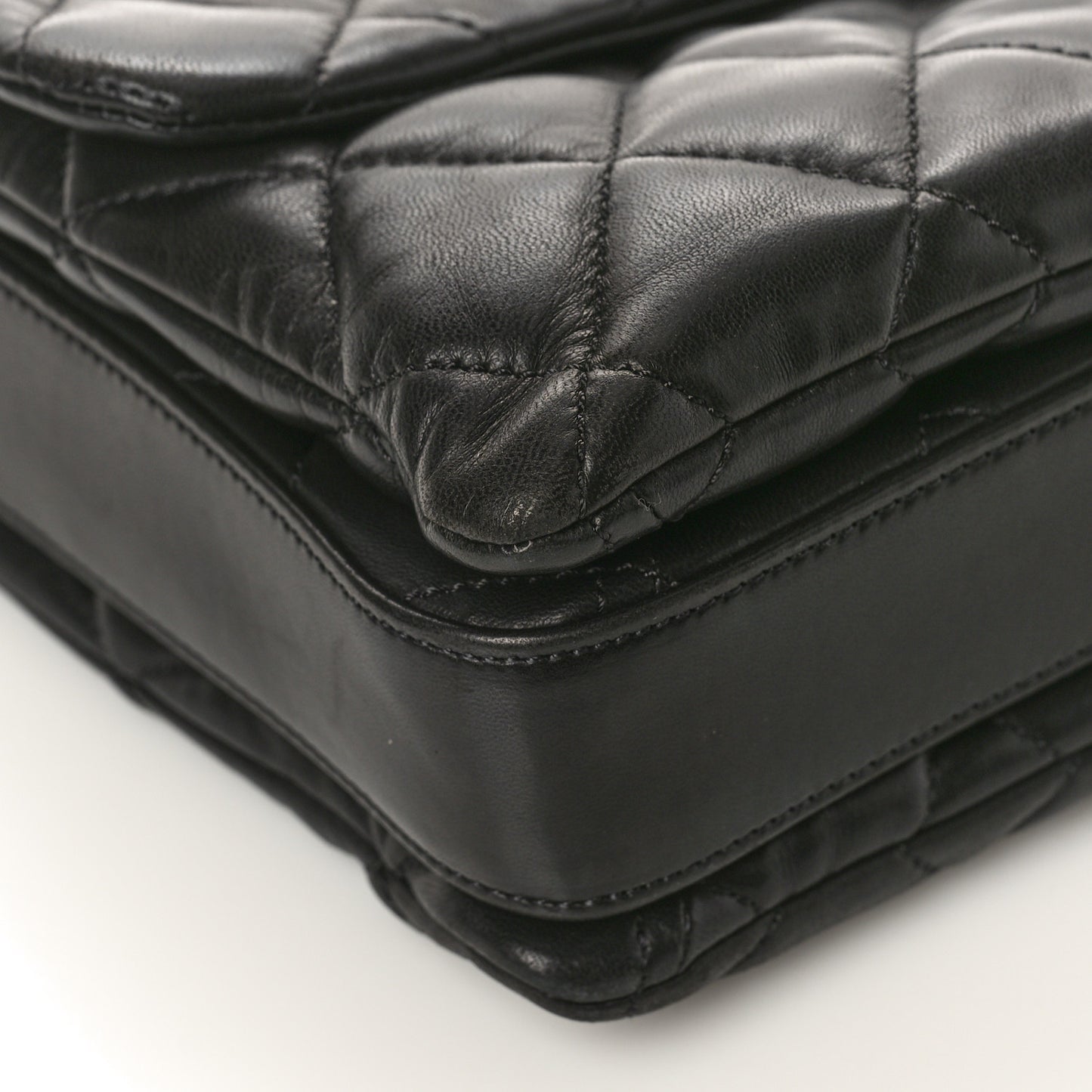 Lambskin Quilted Maxi 3 Flap Black
