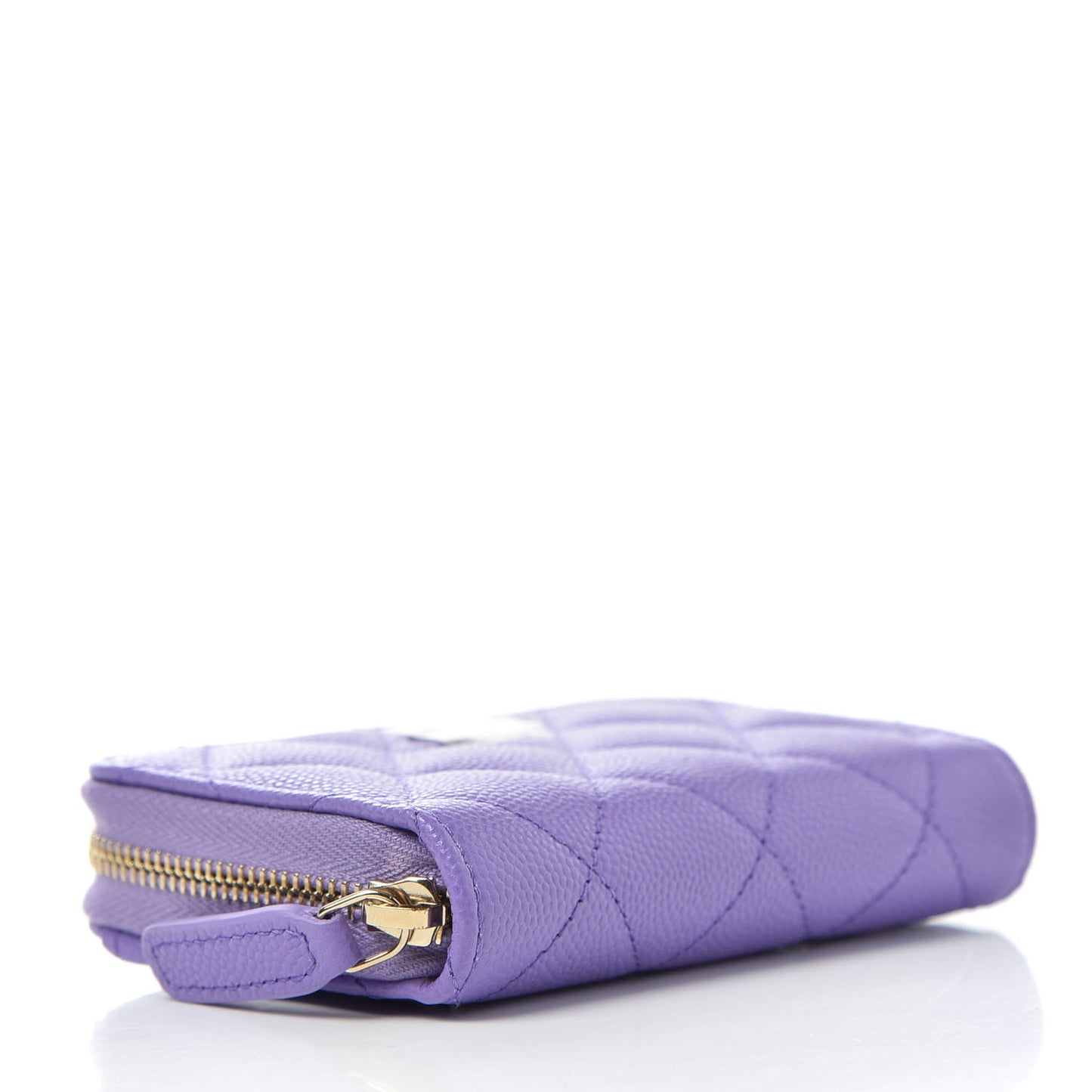 Caviar Quilted Zip Around Coin Purse Wallet Purple