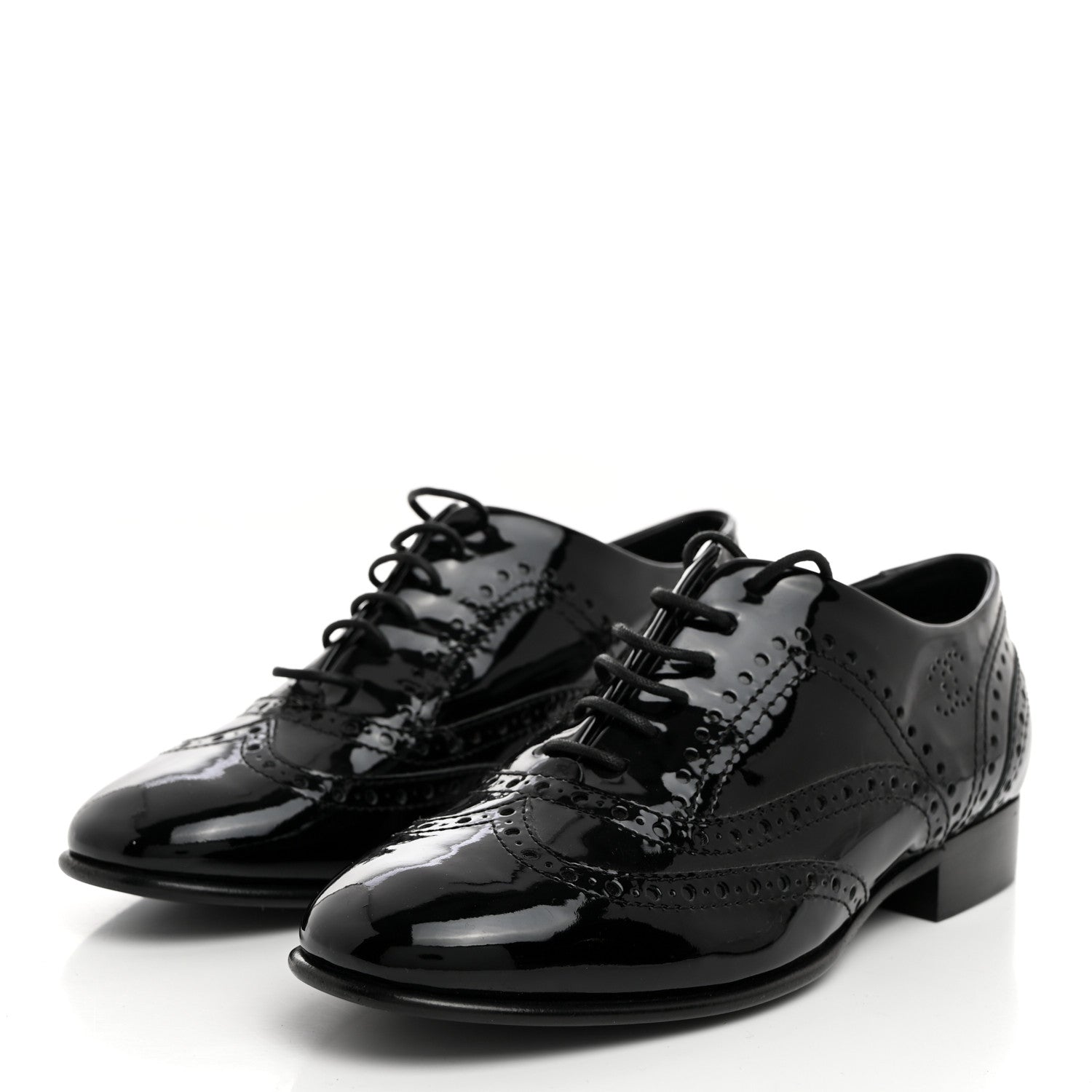 Chanel Patent Calfskin Lace Up Oxfords 35.5 Black 3 of 8
