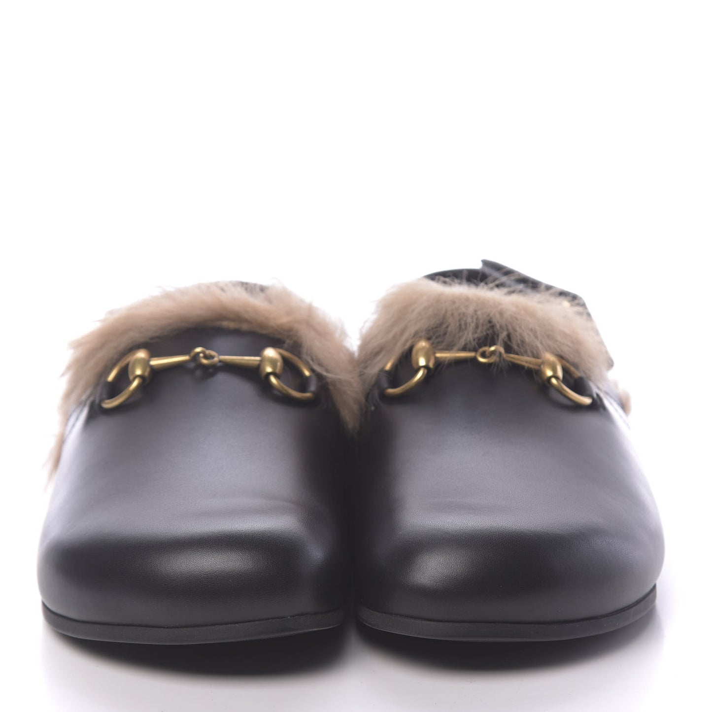 Calfskin Fur Mens Horsebit River Slingback Slippers 6 Black
