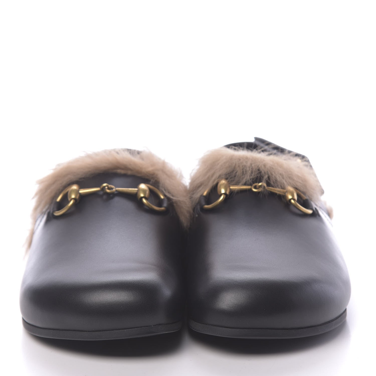 Gucci Calfskin Fur Mens Horsebit River Slingback Slippers 6 Black 2 of 11