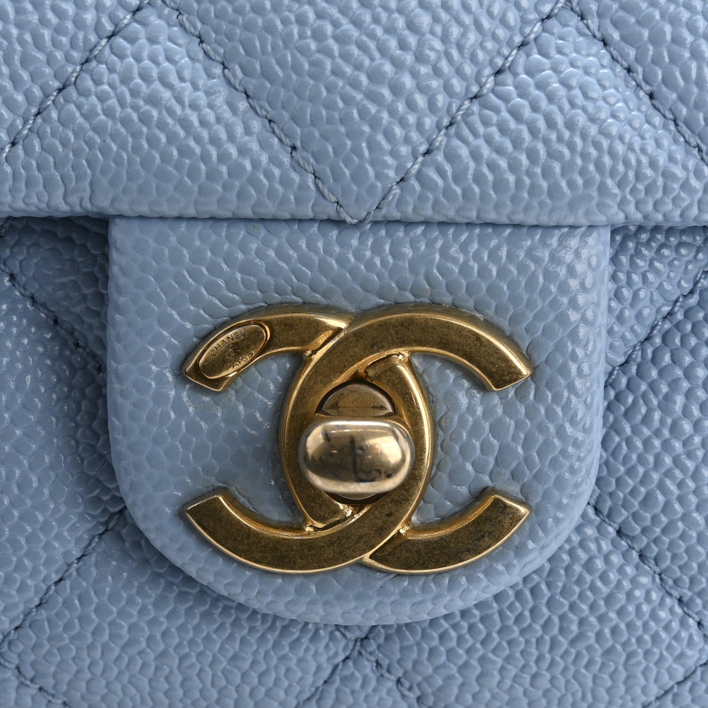 Shiny Caviar Pick Me Up Flap Belt Bag Light Blue