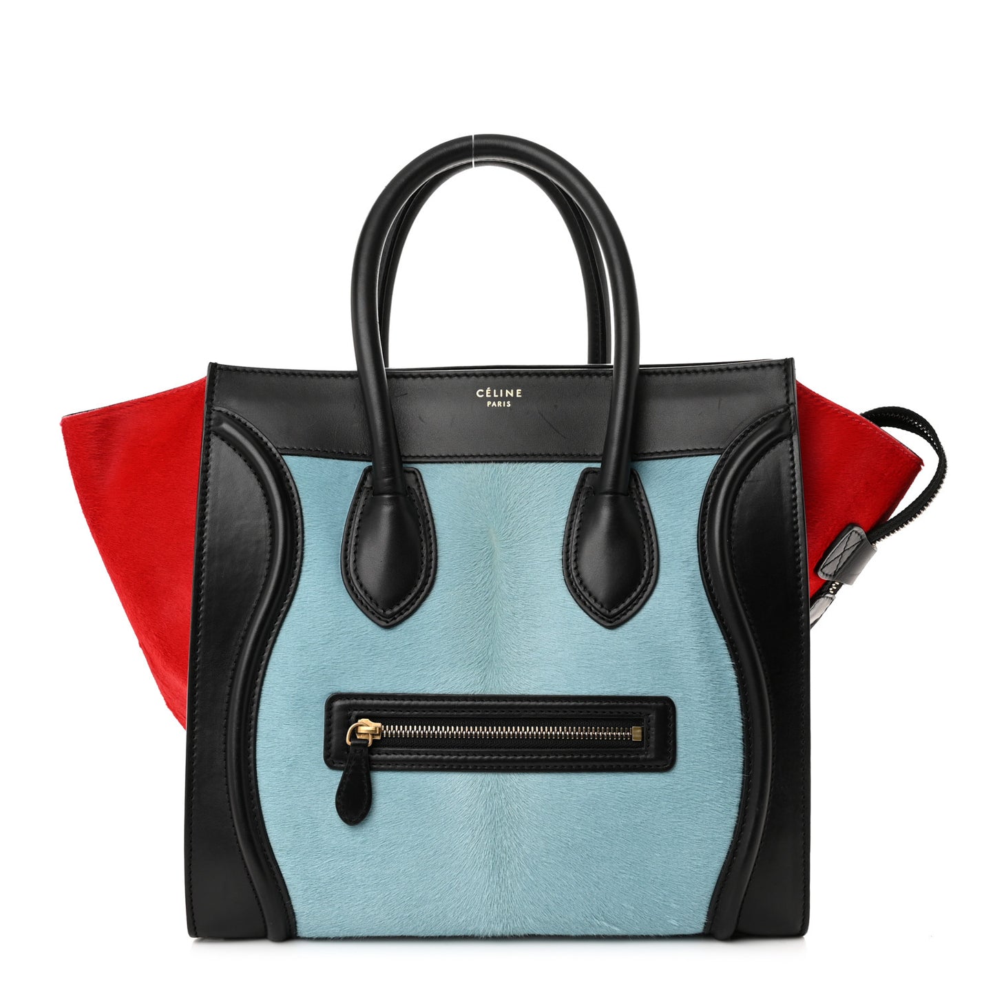 Pony Hair Mini Tri-Color Luggage Glacier Red Black