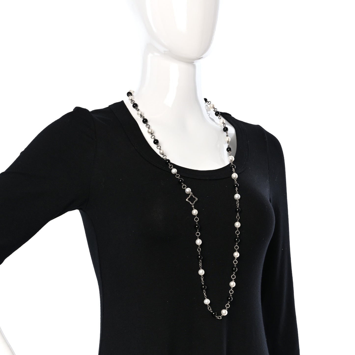 Sterling Silver Black Onyx Pearl Bijoux Necklace