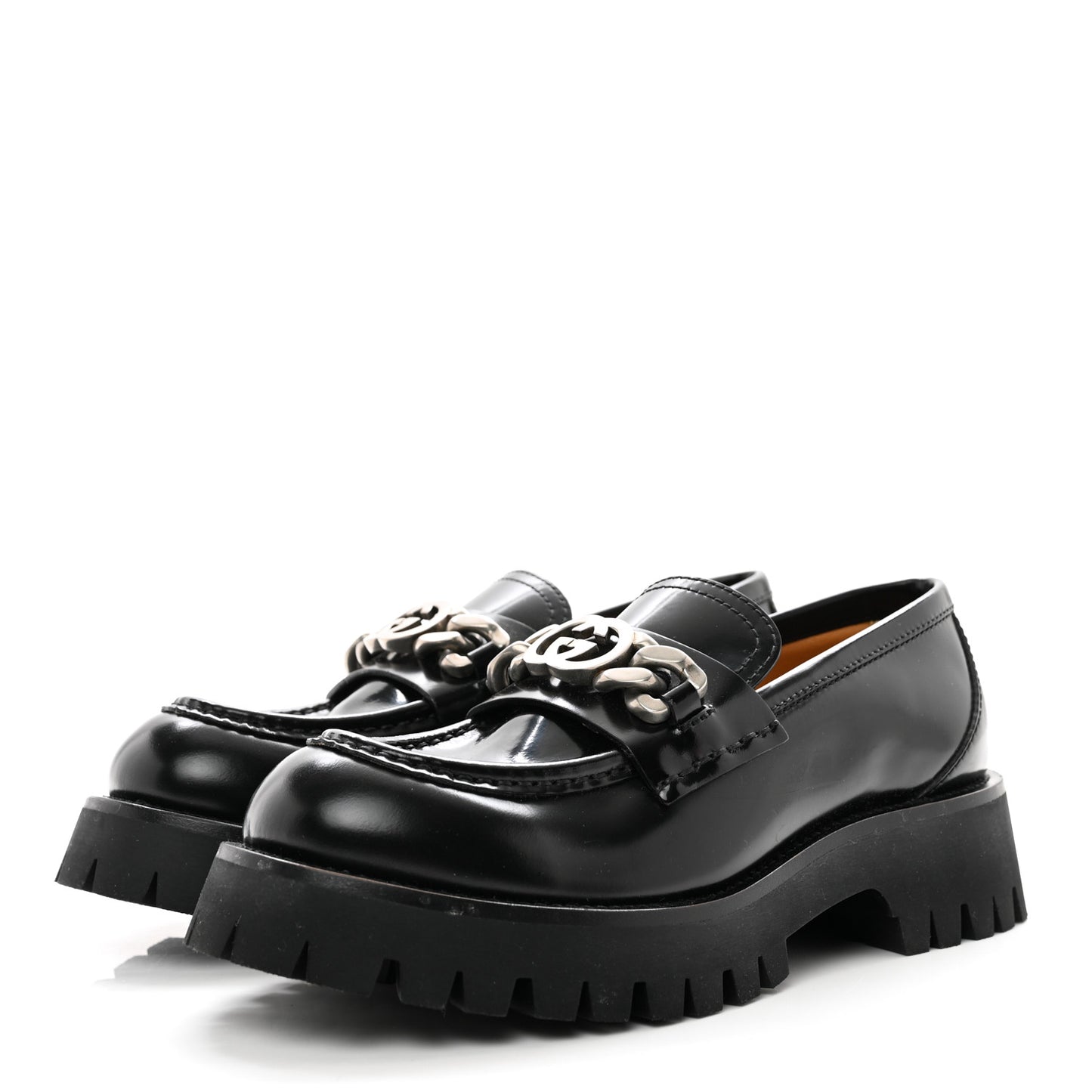 Cordovan Lux Womens Jeanne Platform Lug Sole 30/45mm Loafers 37 Black