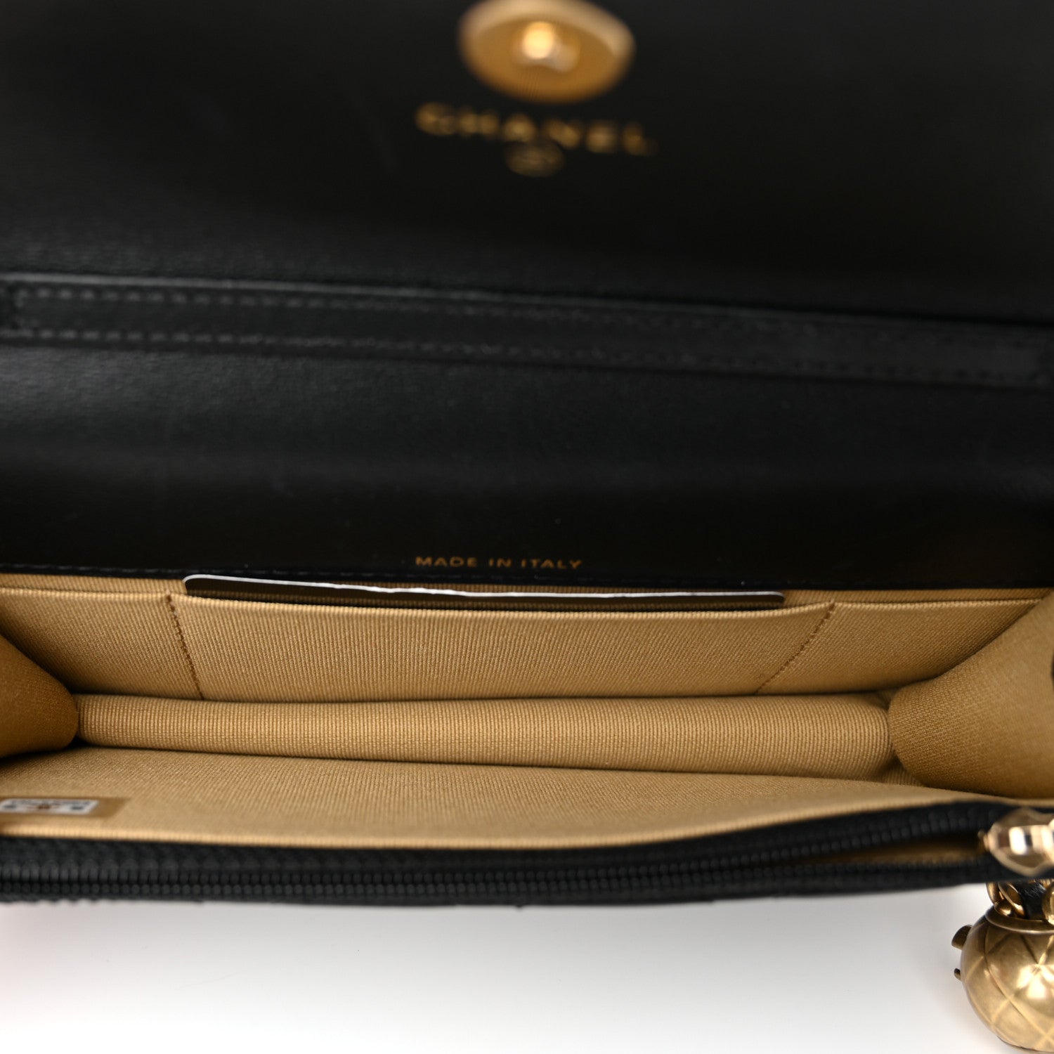 Chanel Lambskin Pearl Crush Quilted Flap Phone Holder With Chain Black 5 of 13