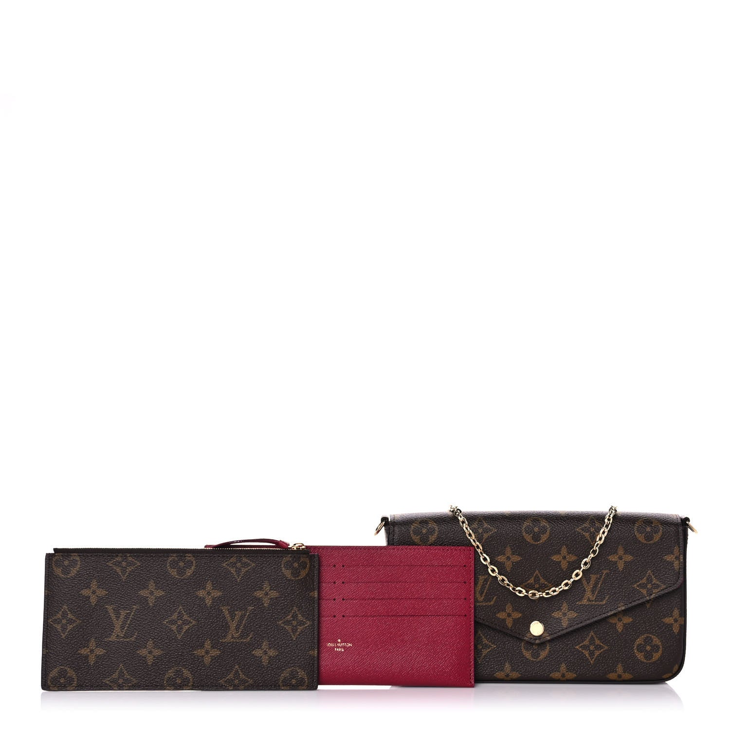 Louis Vuitton Monogram Pochette Felicie Chain Wallet Fuchsia 1 of 10