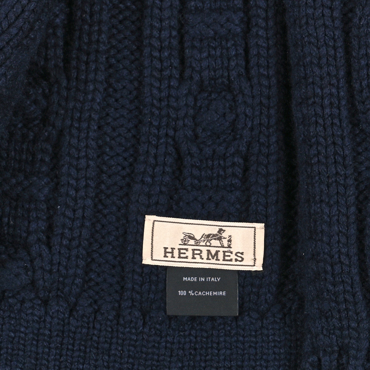 Hermes Cashmere Tri-Maillon Muffler Bleu Marine 3 of 3