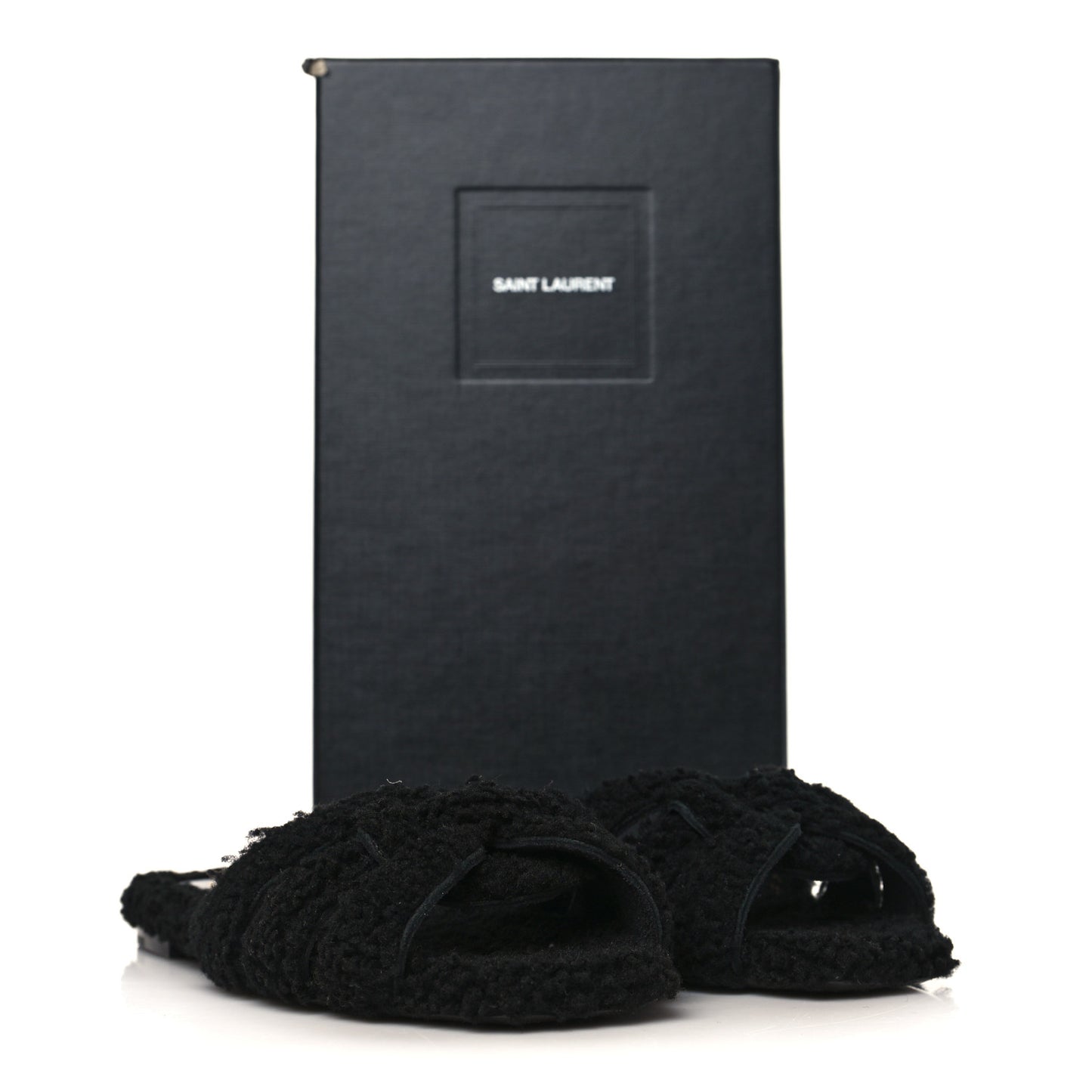 Shearling Tribute Flat Mules 39 black