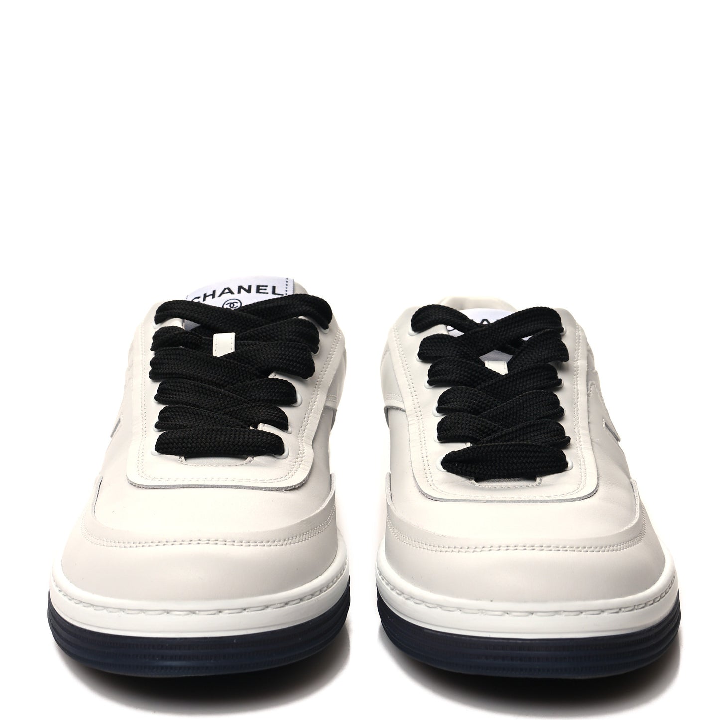 Calfskin CC Womens Sneakers 38.5 White Black