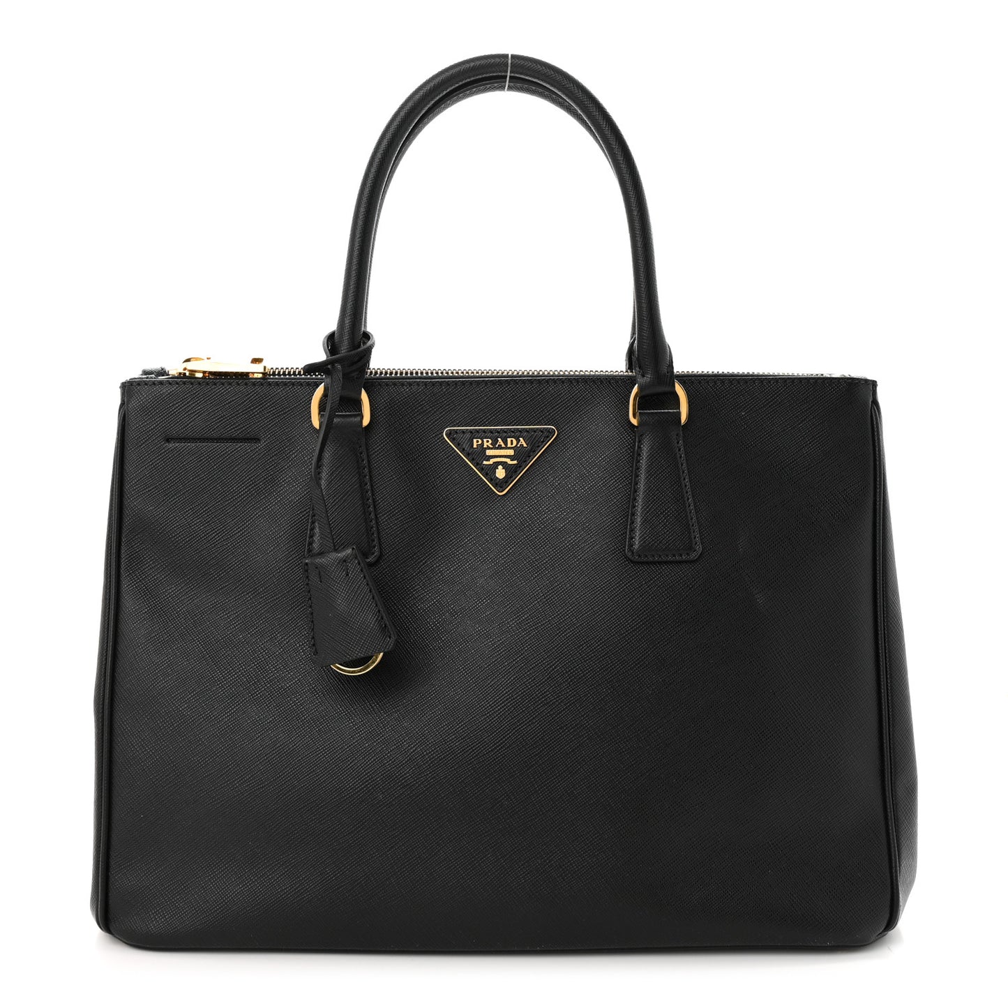 Saffiano Medium Galleria Double Zip Tote Black