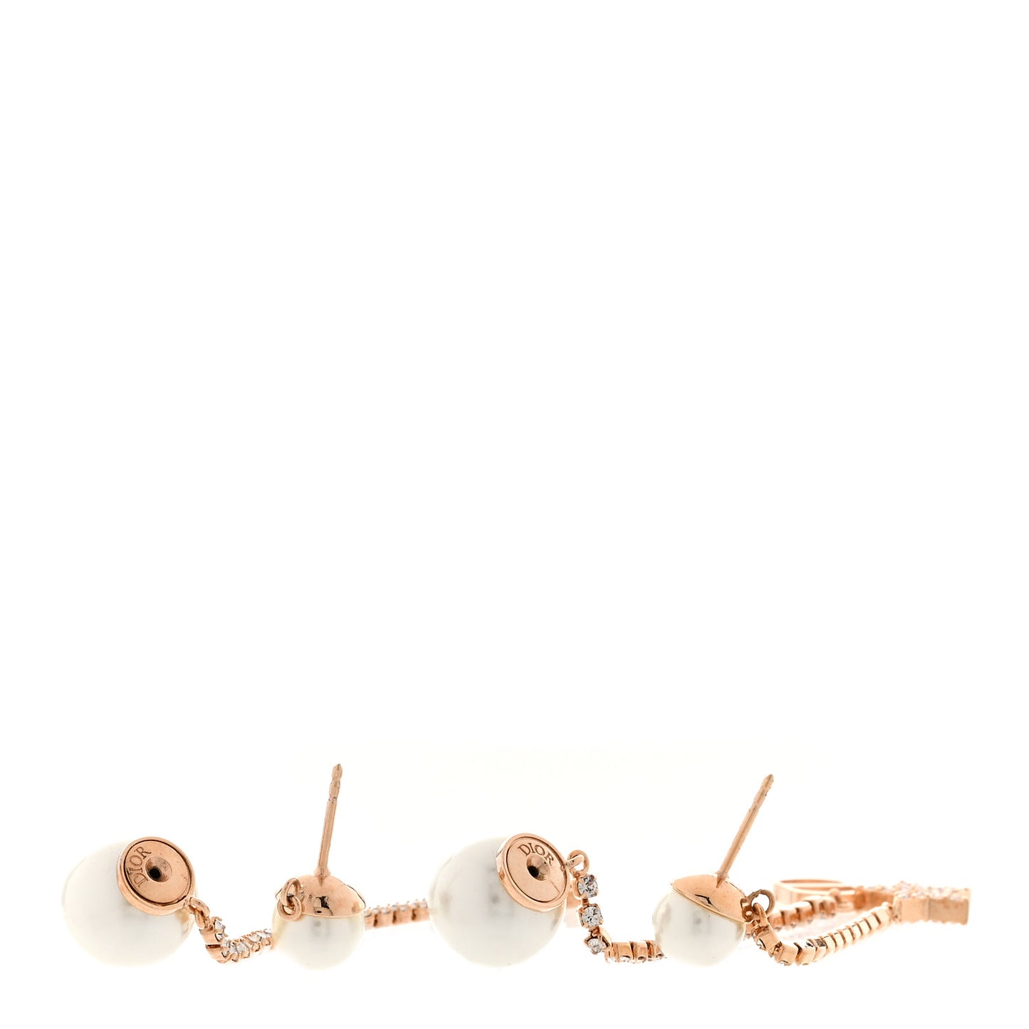 Pearl Crystal Star Tribale Dangle Chain Earrings Rose Gold