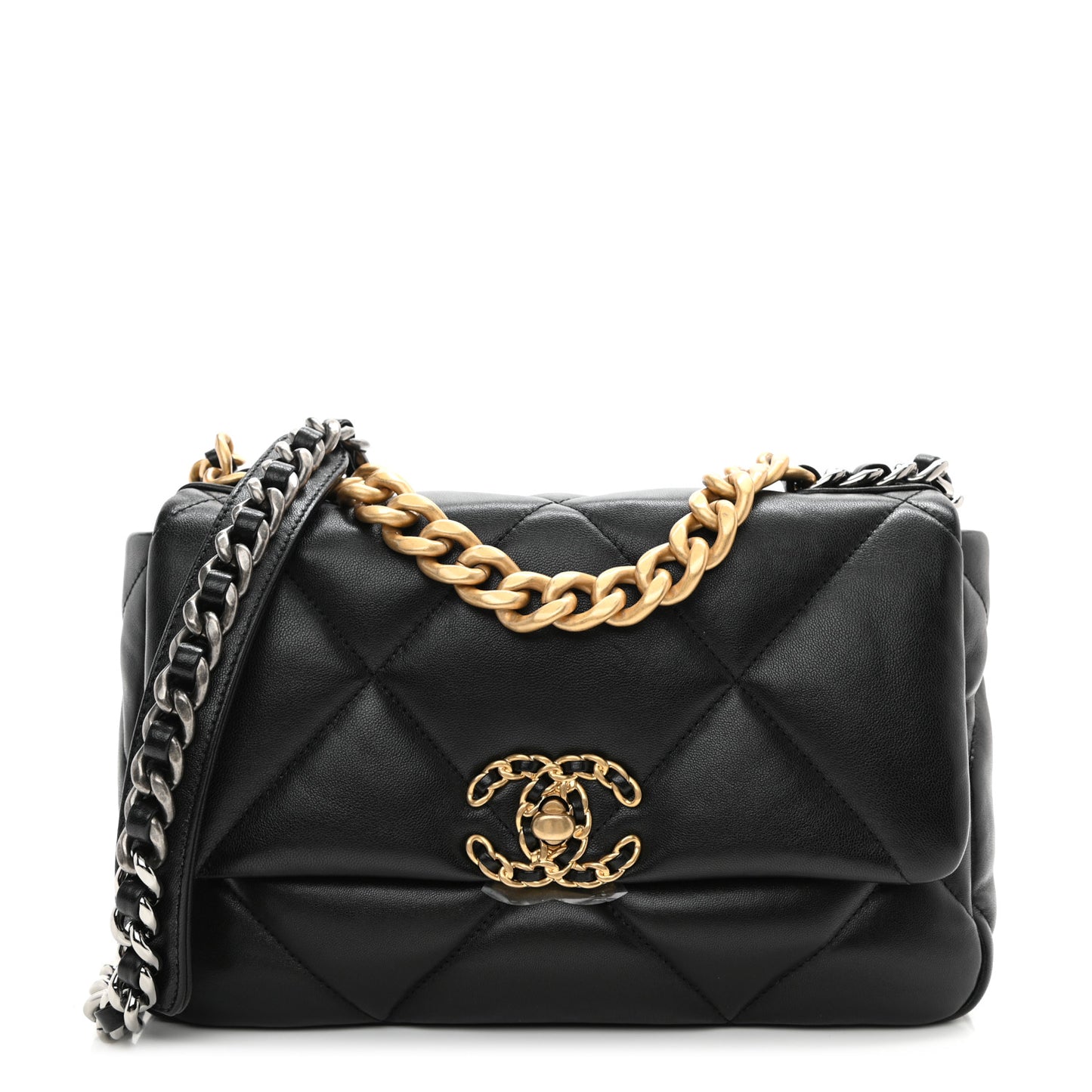 Lambskin Quilted Medium Chanel 19 Flap Black