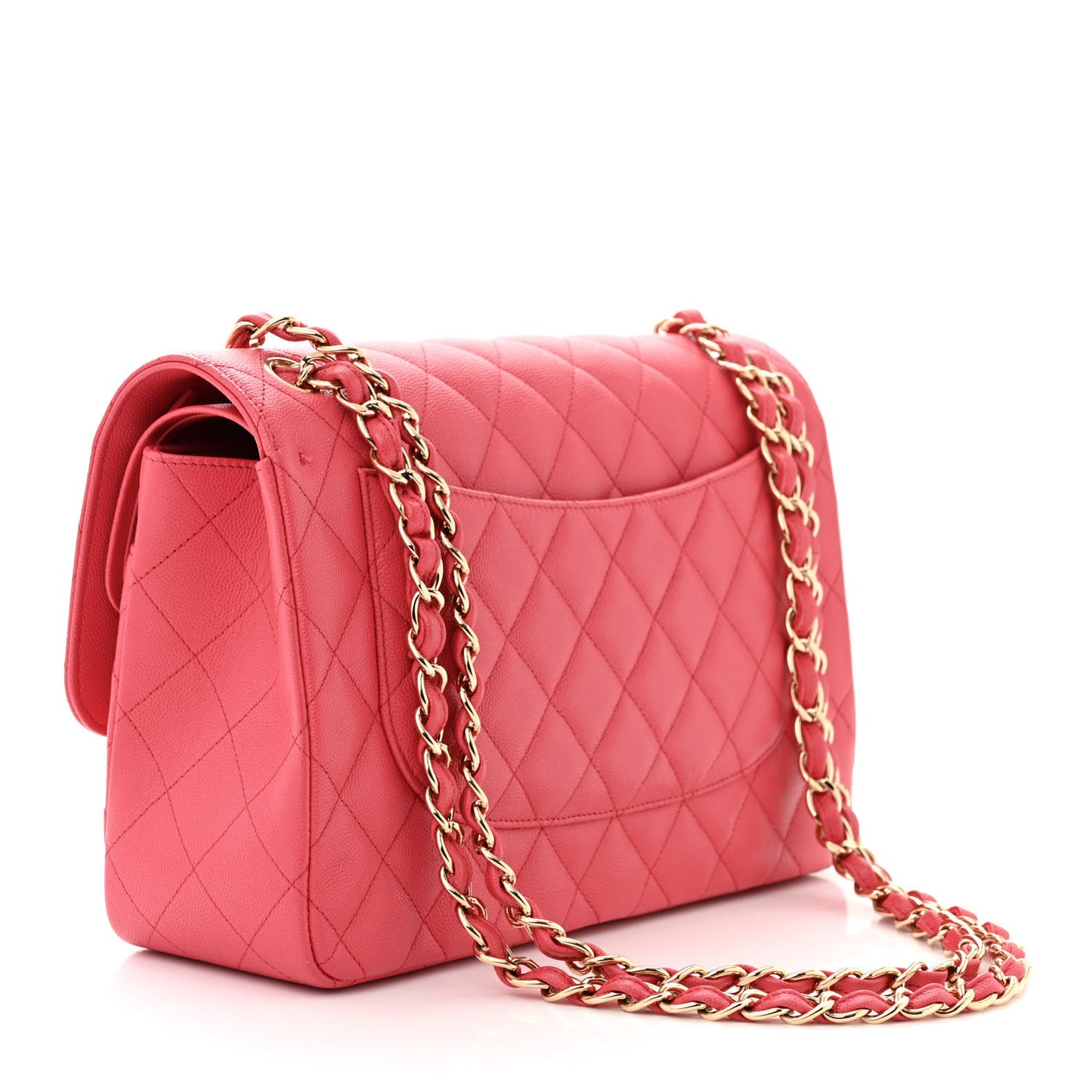 Caviar Quilted Jumbo Double Flap Dark Pink