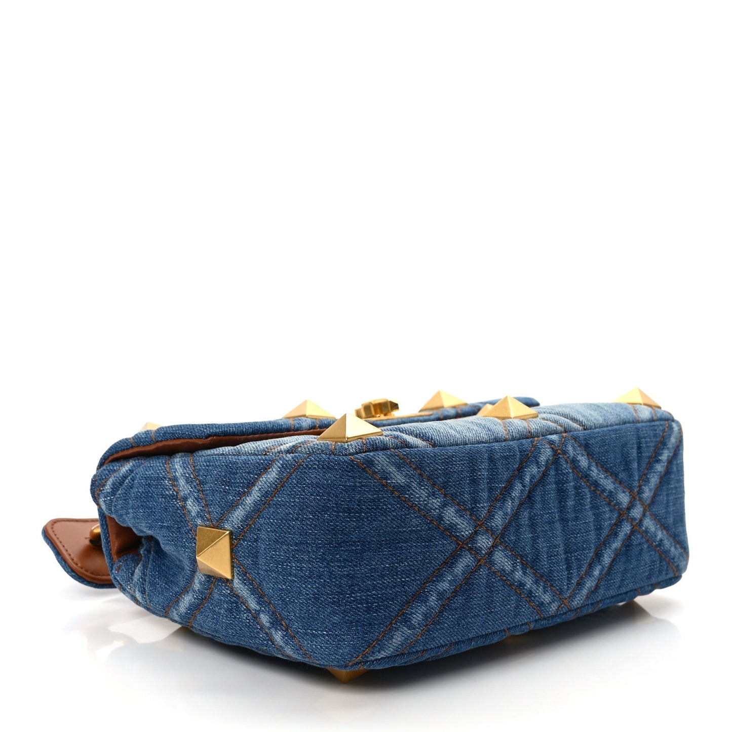 Denim Medium Roman Stud Shoulder Bag Light Denim Selleria