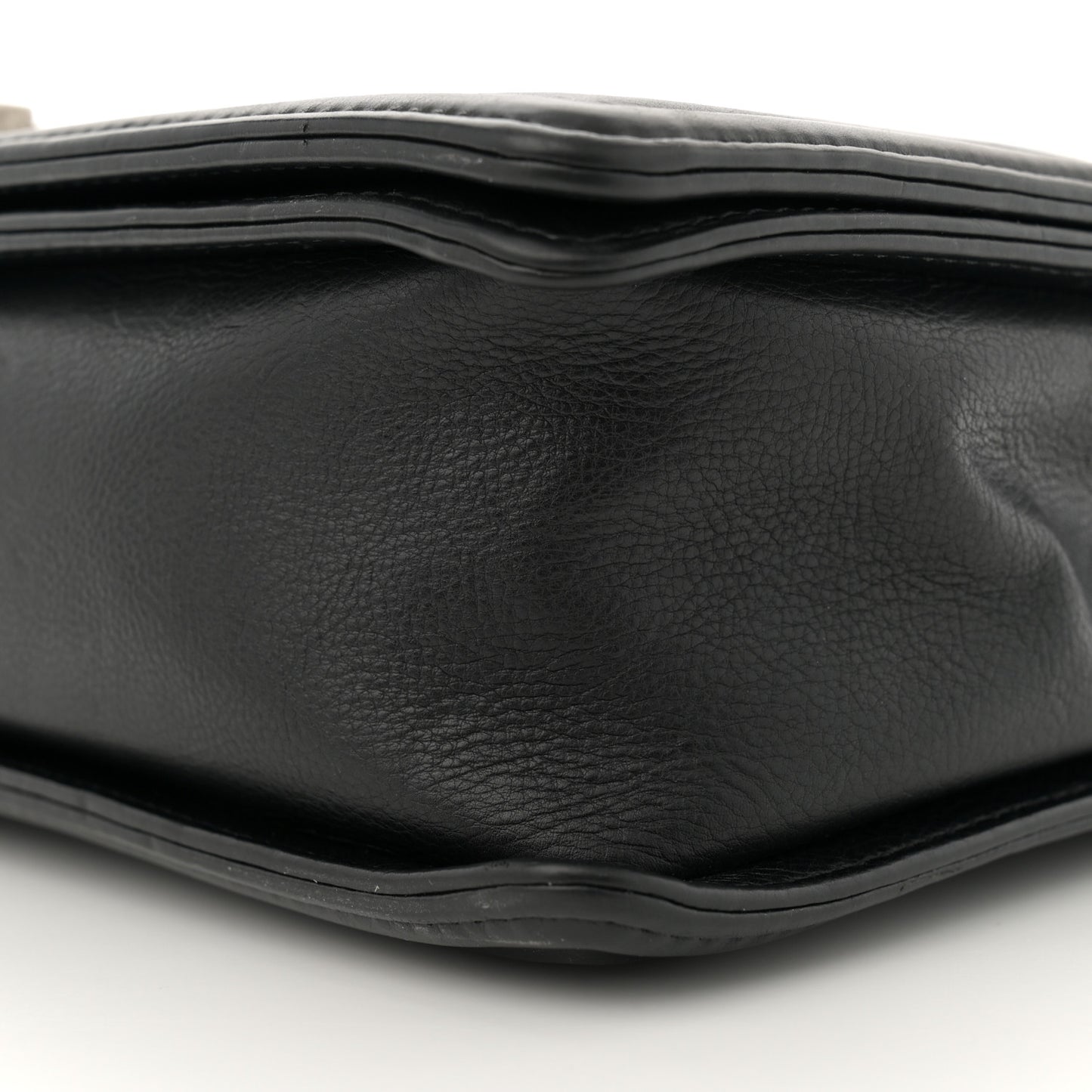 Calfskin Quilted Large Boy Flap Black
