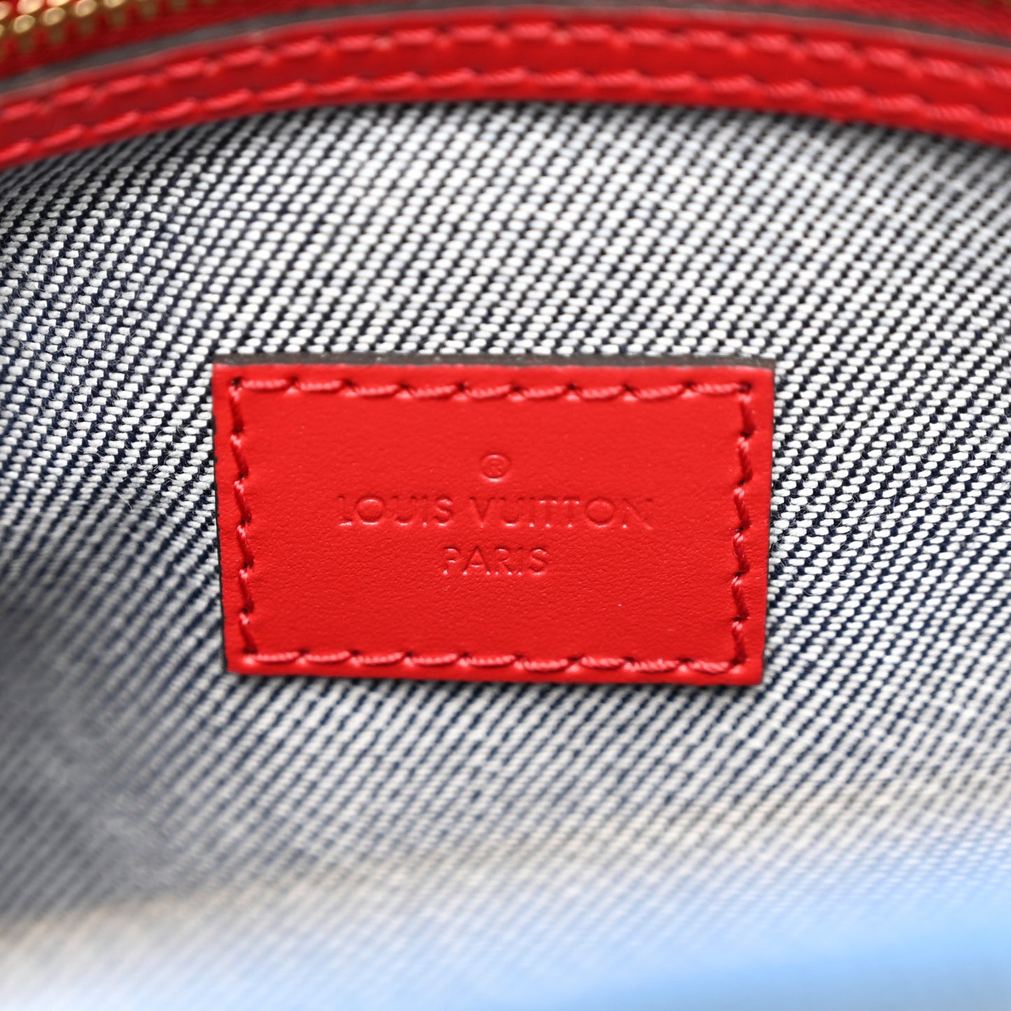 Denim Damier Monogram Patchwork Speedy Bandouliere 30 Blue Rouge
