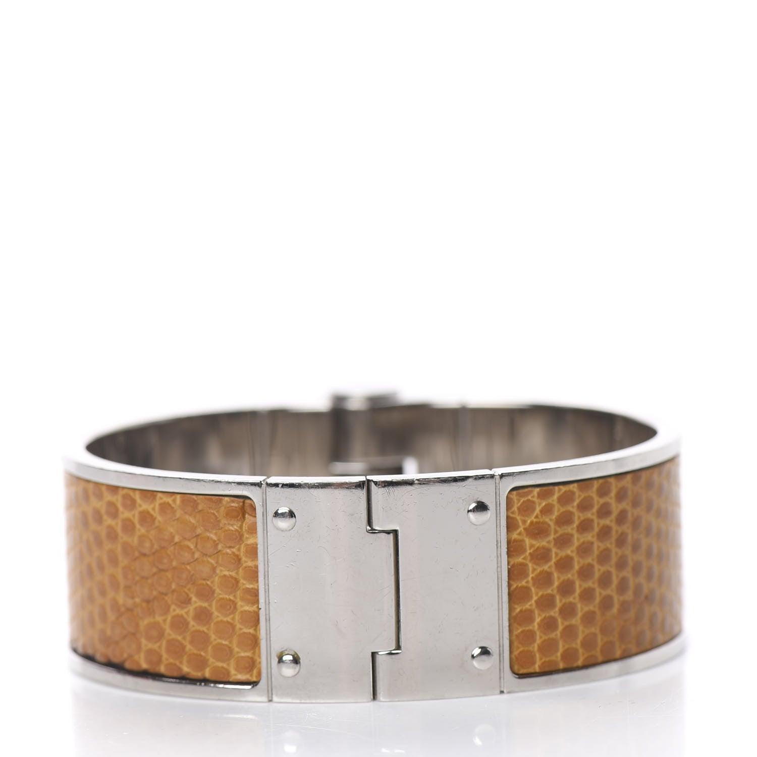 Hermes Lizard Charniere Uni Wide Hinged Bracelet S Sesame 3 of 7