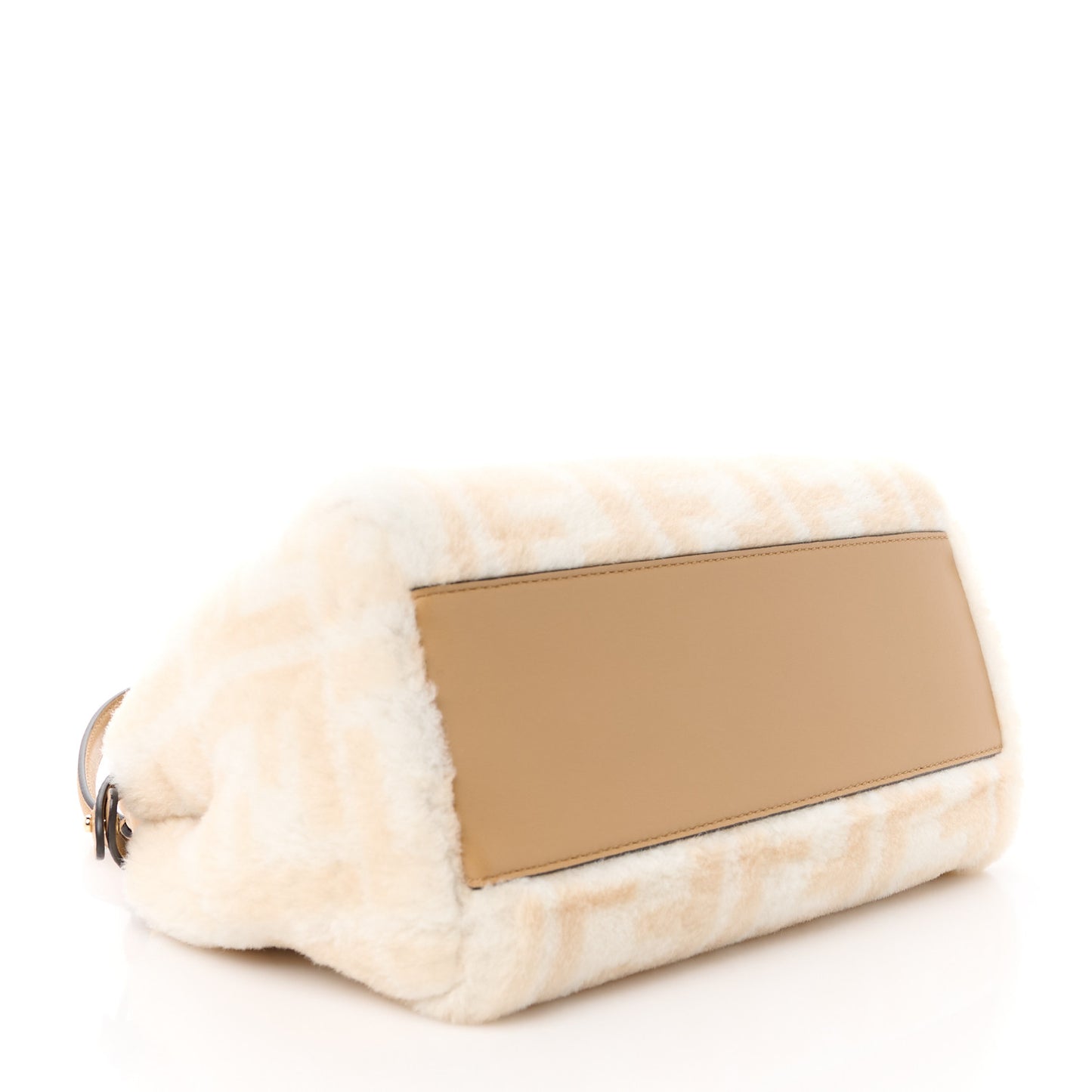 Shearling Nappa Macro FF 1974 Mini Peekaboo Iconic Satchel White Ice Cuoio Miele Scuro