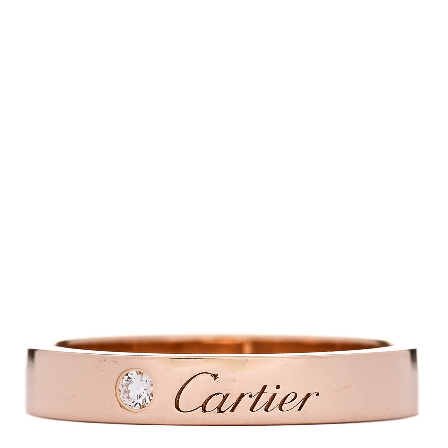 18K Pink Gold Diamond 4mm C De Cartier Wedding Band Ring 61 9.75