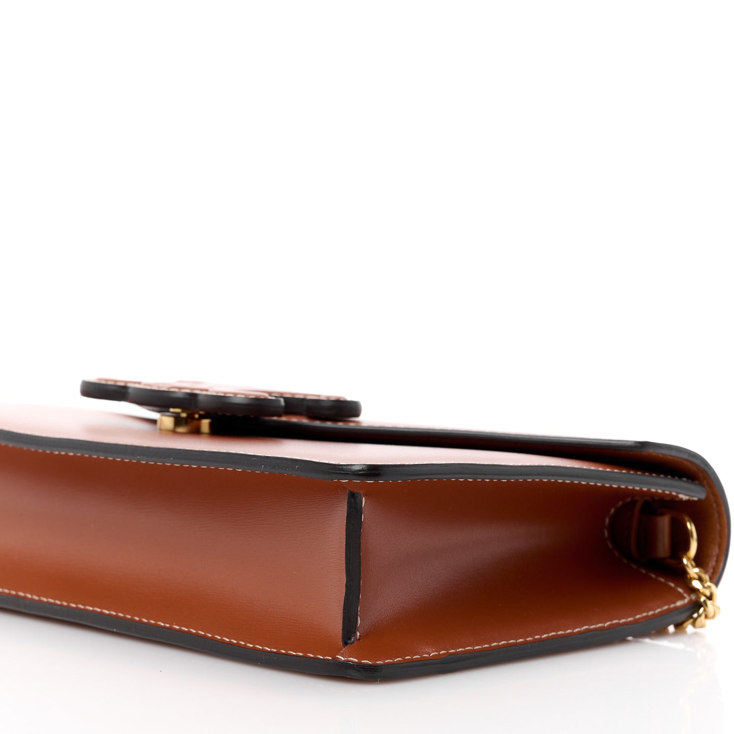 Shiny Calfskin Triomphe Margo Wallet on Chain Gold