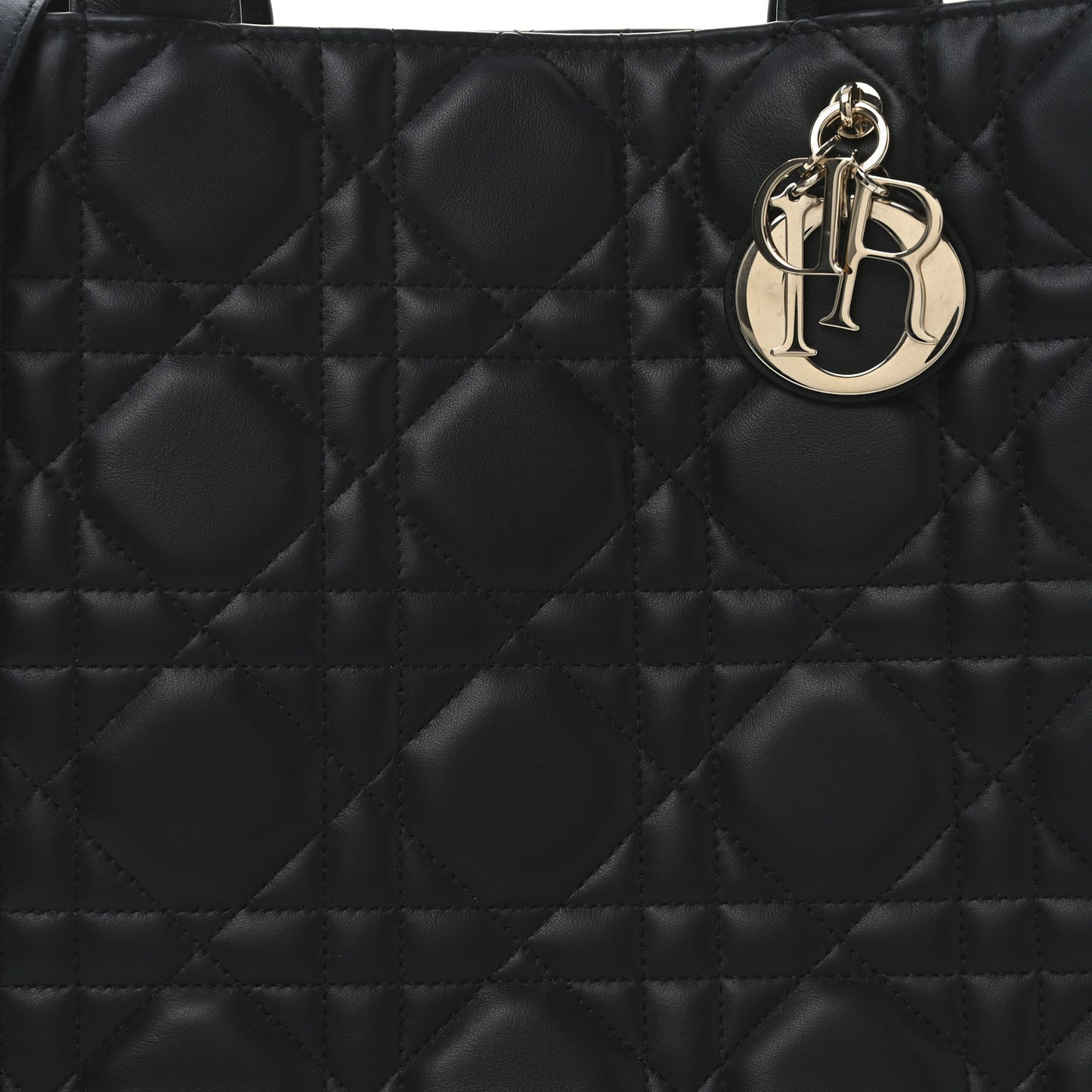 Calfskin Macro Cannage Medium Book Tote Black