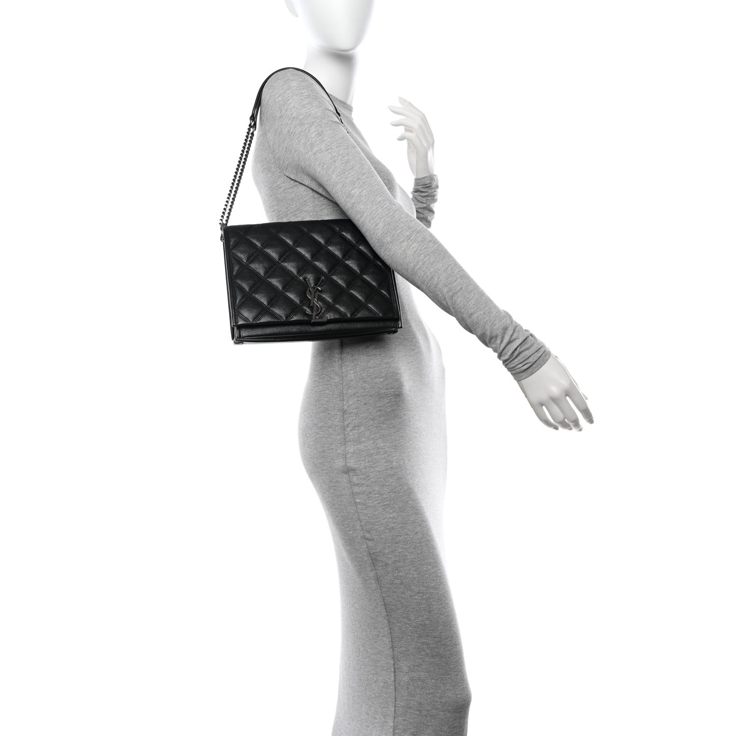 Lambskin Diamond Quilted Becky Chain Wallet Black