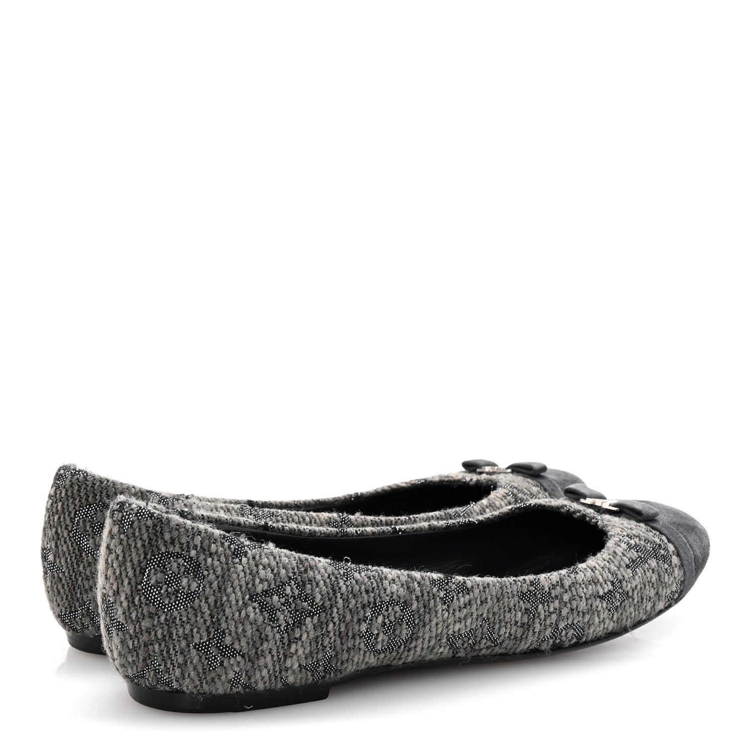 Louis Vuitton Monogram Suede Tweed Ballet Flats 39.5 Grey 5 of 9