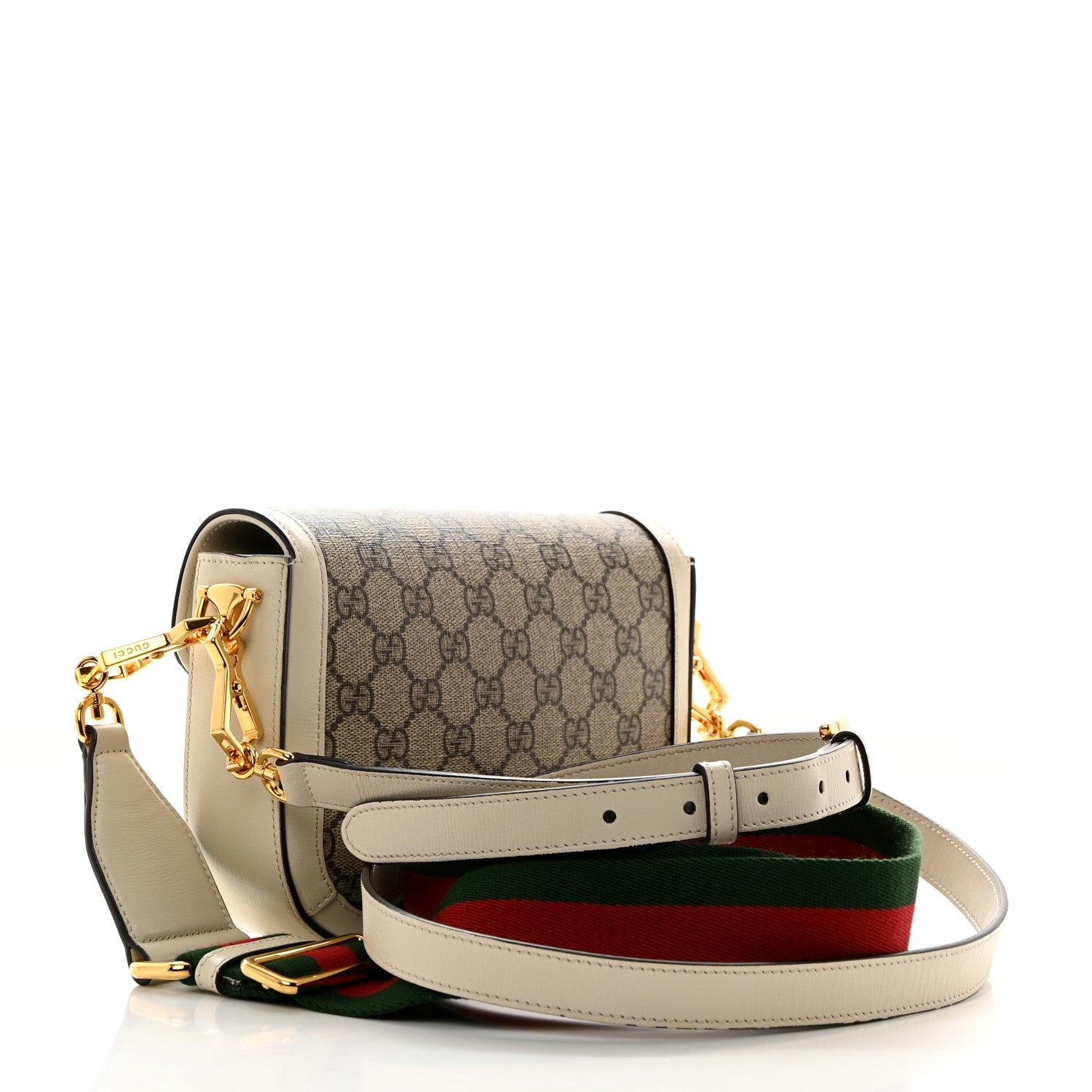 Gucci GG Supreme Monogram Web Mini Horsebit 1955 Shoulder Bag Beige Mystic White 2 of 11