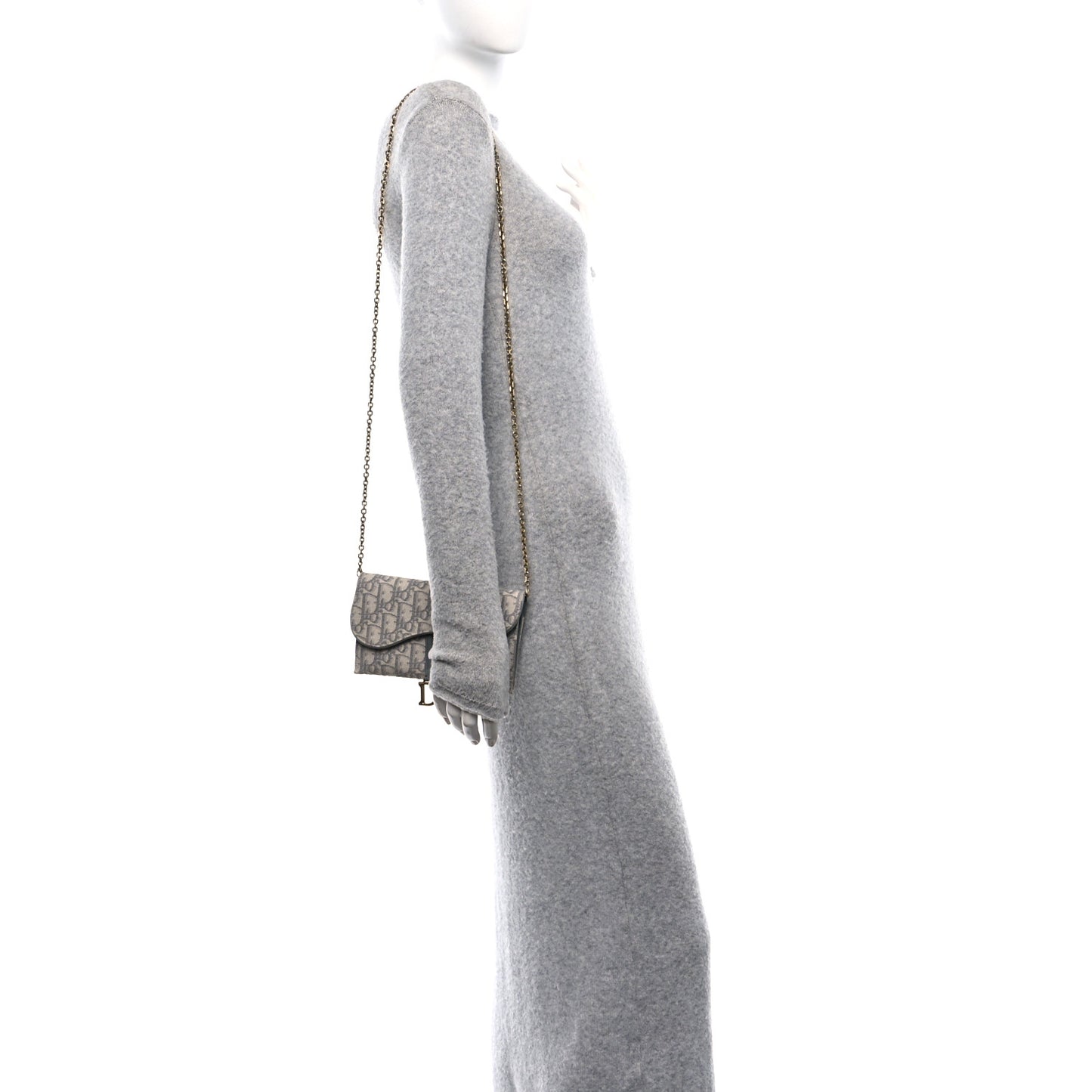 Oblique Saddle Chain Long Wallet Grey