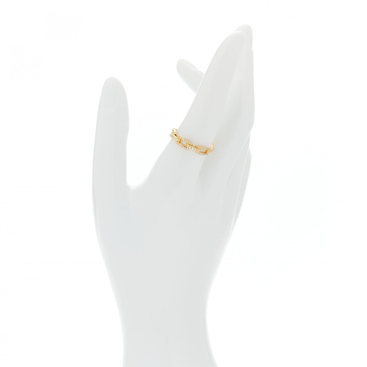 18K Yellow Gold Diamond 4.5mm Stax Single Row Chain Link Ring 57 8