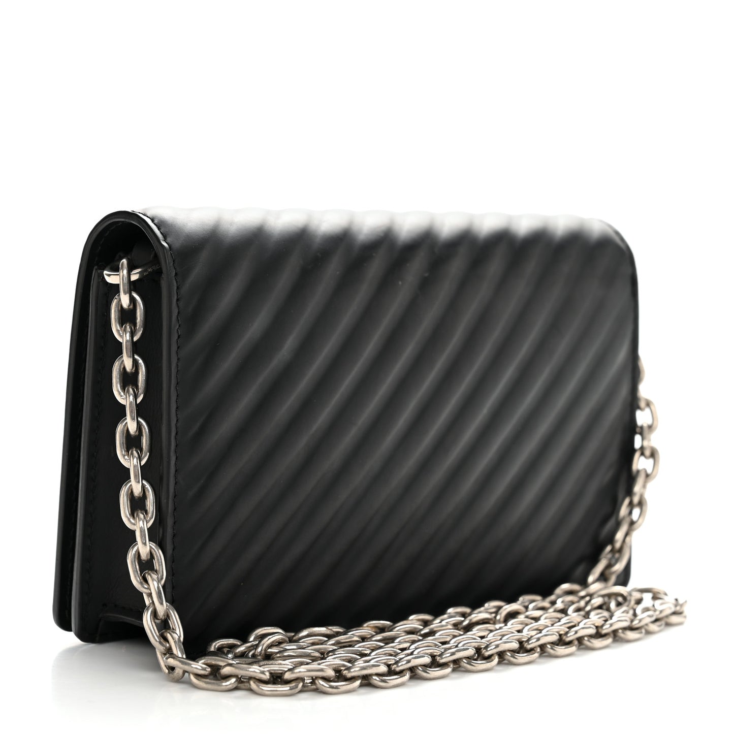 OFF WHITE Calfskin Diagonal Quilted Jitney 0.5 Crossbody Bag Black