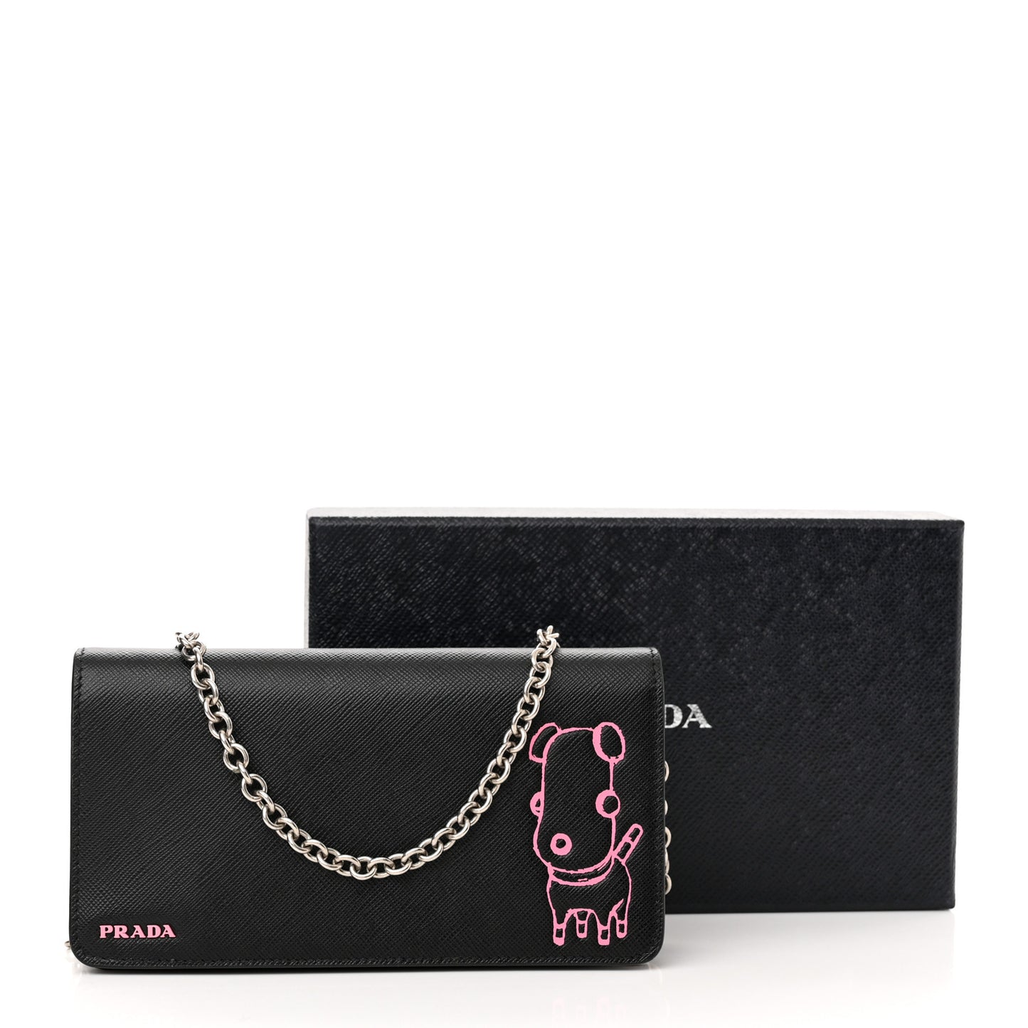 Saffiano Pradamalia Mini Chain Bag Black Begonia