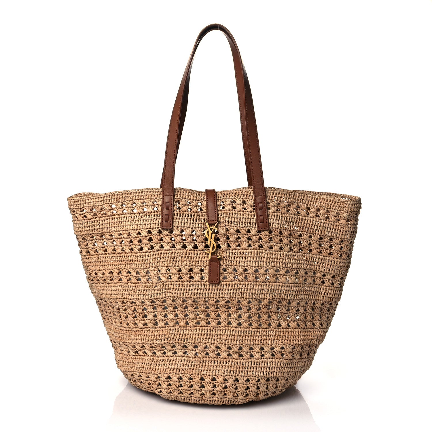 Saint Laurent Raffia Calfskin Medium Panier Tote Naturel 1 of 9