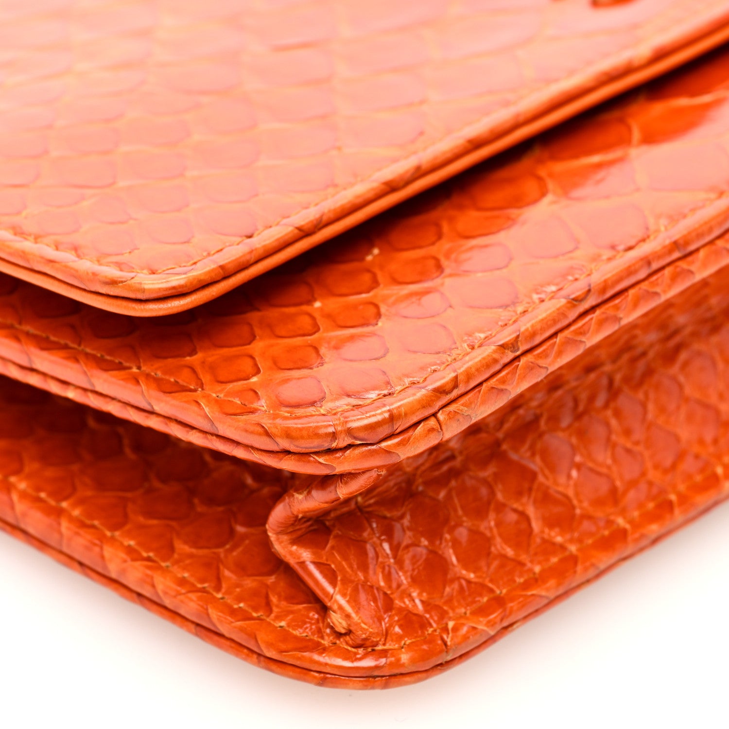Chanel Snakeskin Wallet On Chain WOC Orange 10 of 11