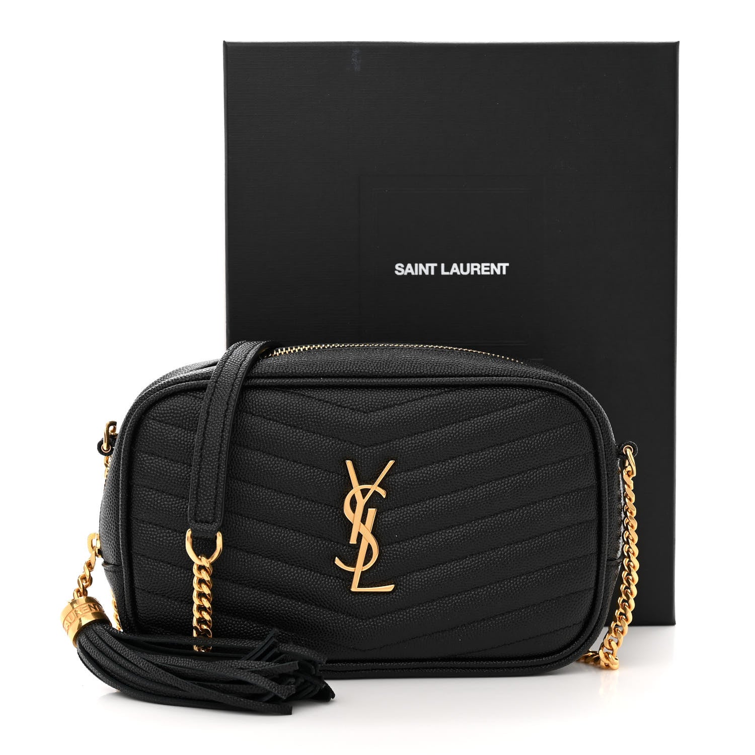Saint Laurent Grain De Poudre Matelasse Monogram Mini Lou Camera Bag Black 12 of 12