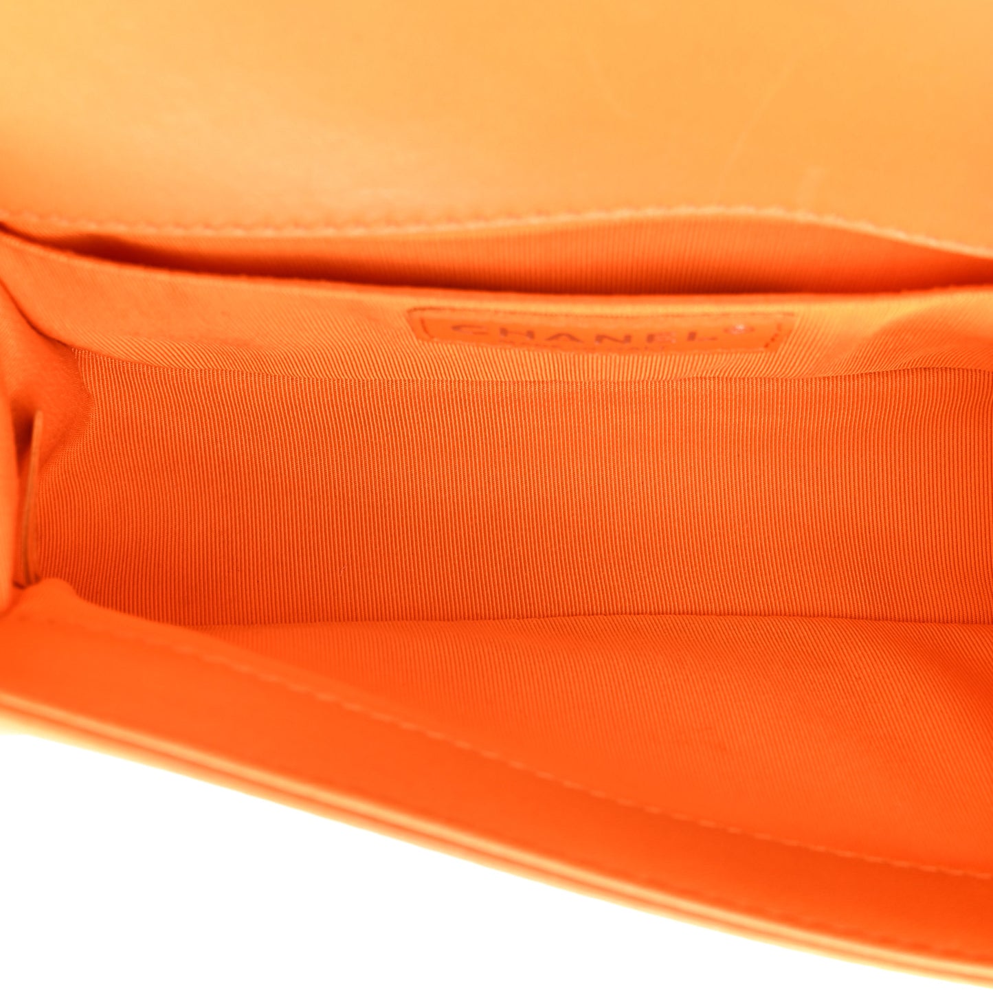 Lambskin Quilted Small Boy Flap Orange