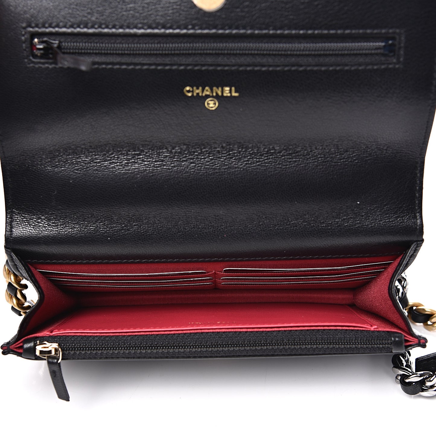 Goatskin Quilted 19 Wallet On Chain WOC Black