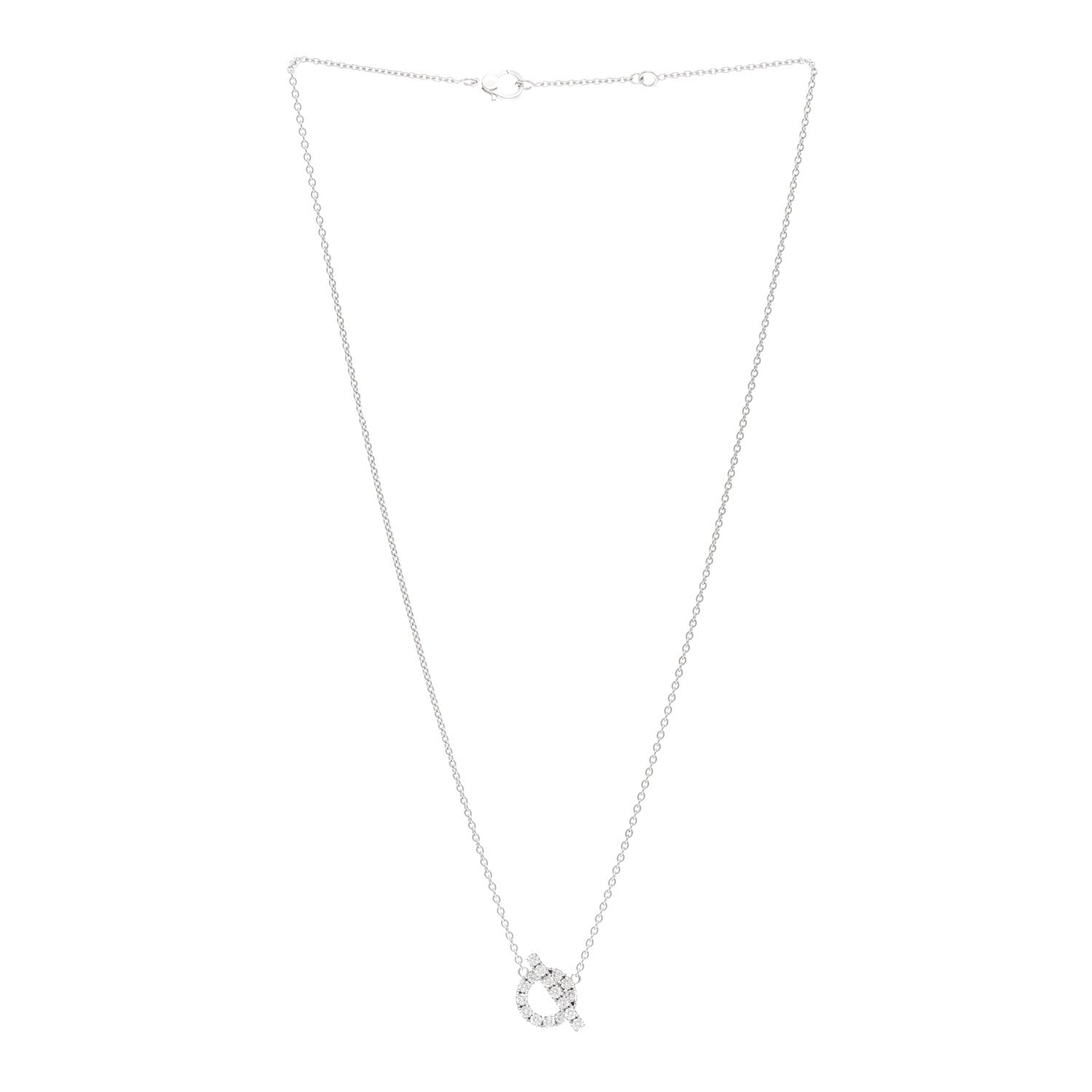 Hermes 18K White Gold Diamond Finesse Pendant Necklace 3 of 5