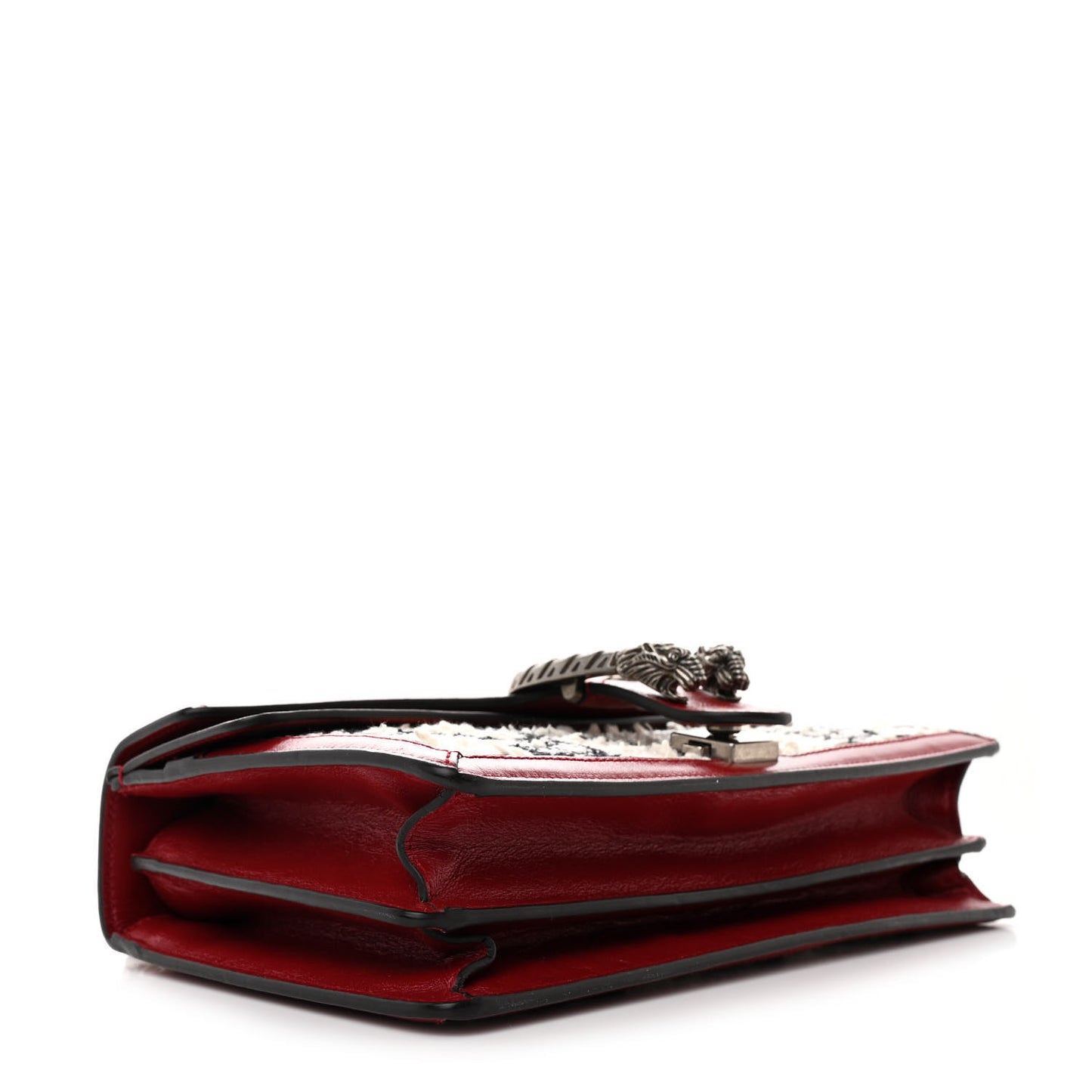 Tweed GG Monogram Small Dionysus Shoulder Bag White Black Romantic Cherry