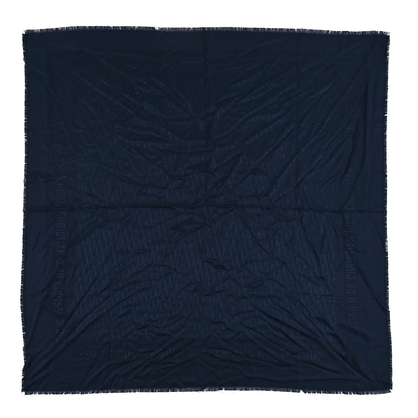 Wool Silk Oblique Shawl Blue