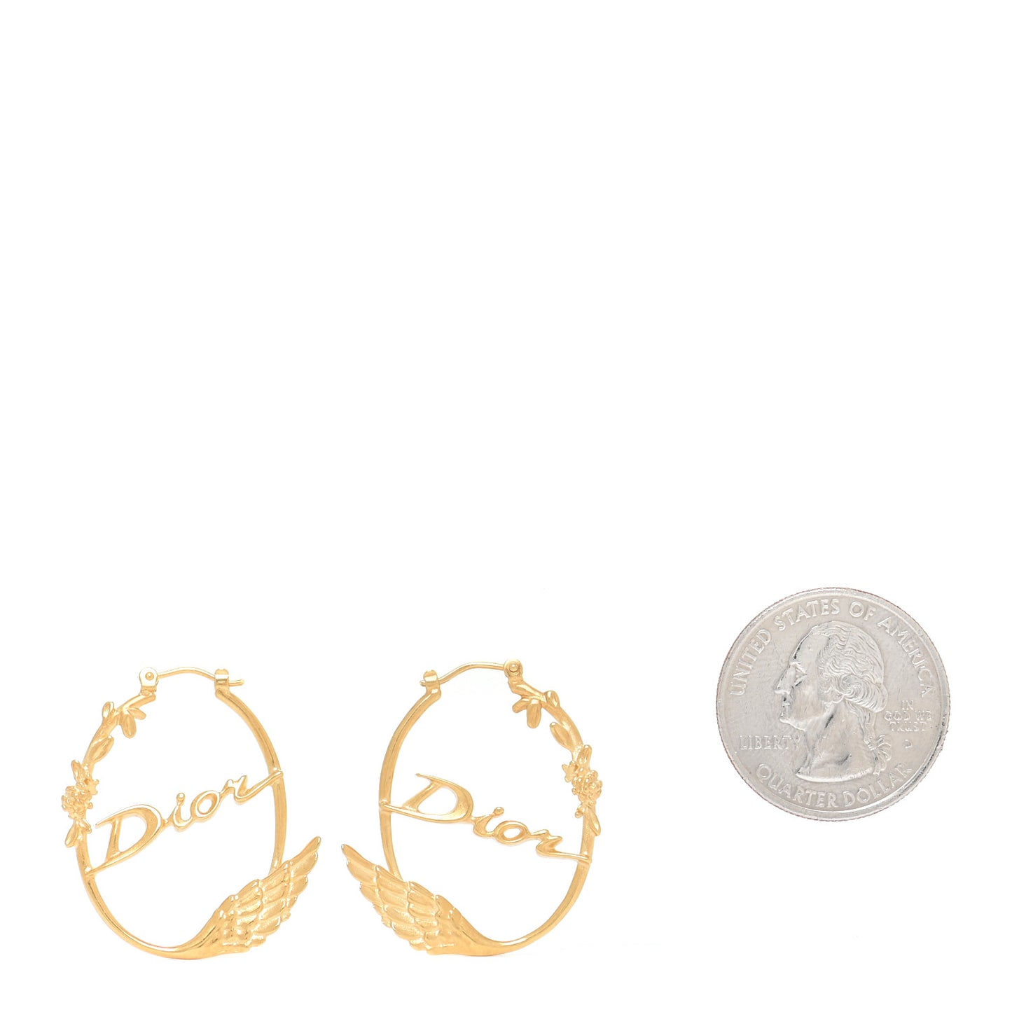 Metal Script Hoop Earrings Gold