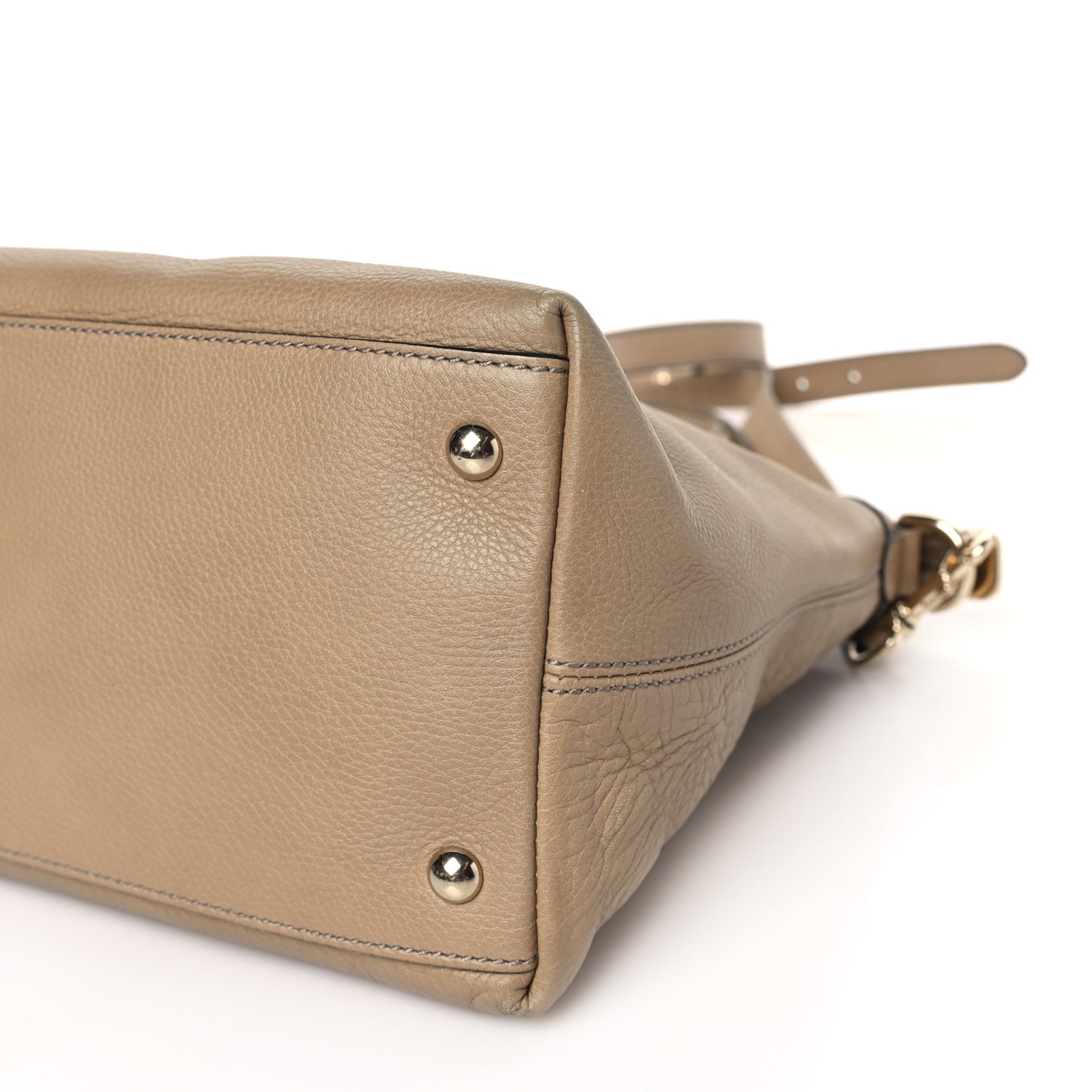 Pebbled Calfskin Small Soho Top Handle Satchel Camelia